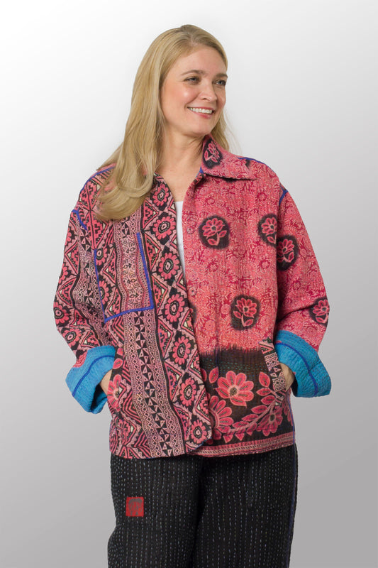 VINTAGE COTTON KANTHA WORKERS JACKET - cv4085-0002s -