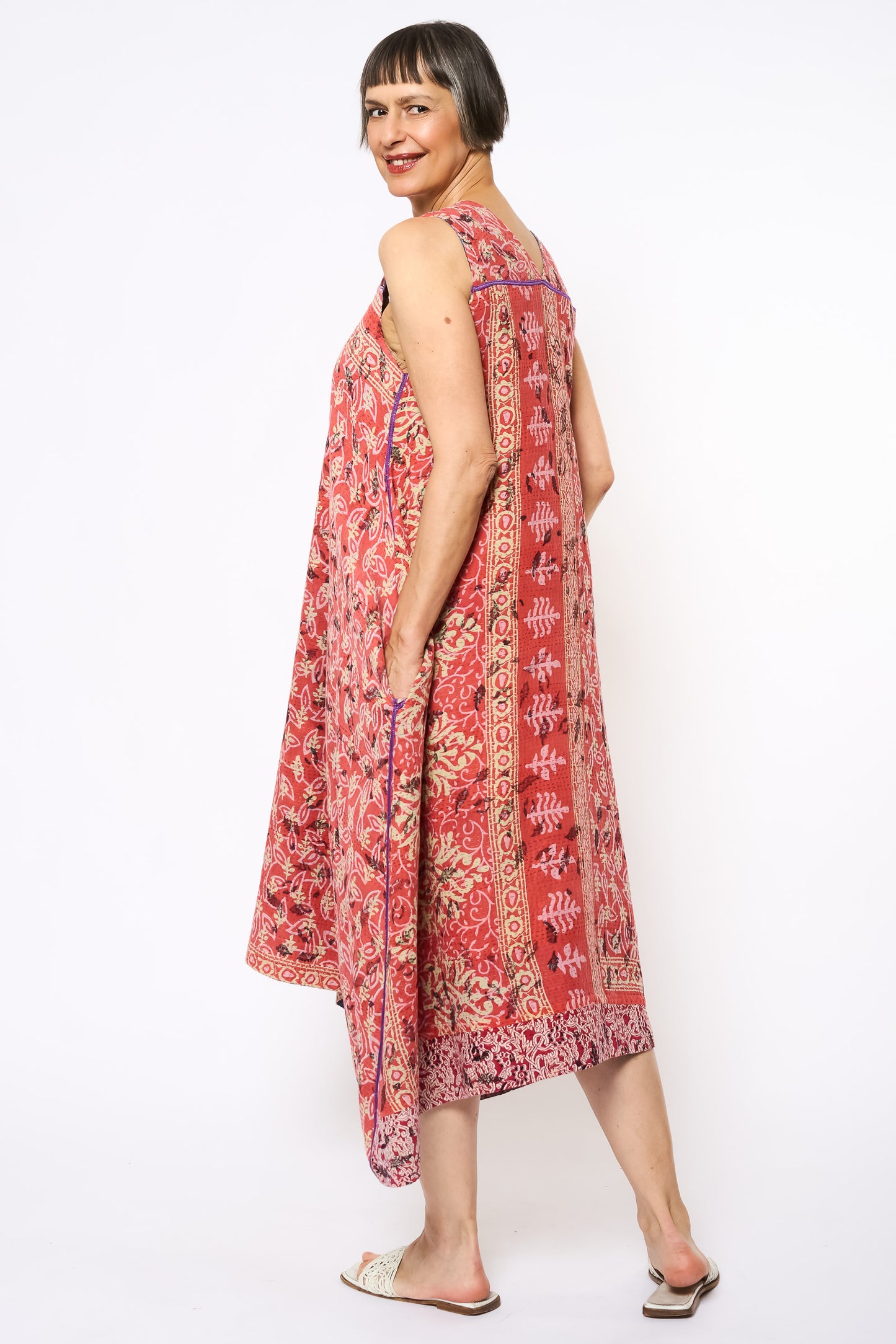 VINTAGE COTTON KANTHA TENT DRESS - cv2413-0035a -