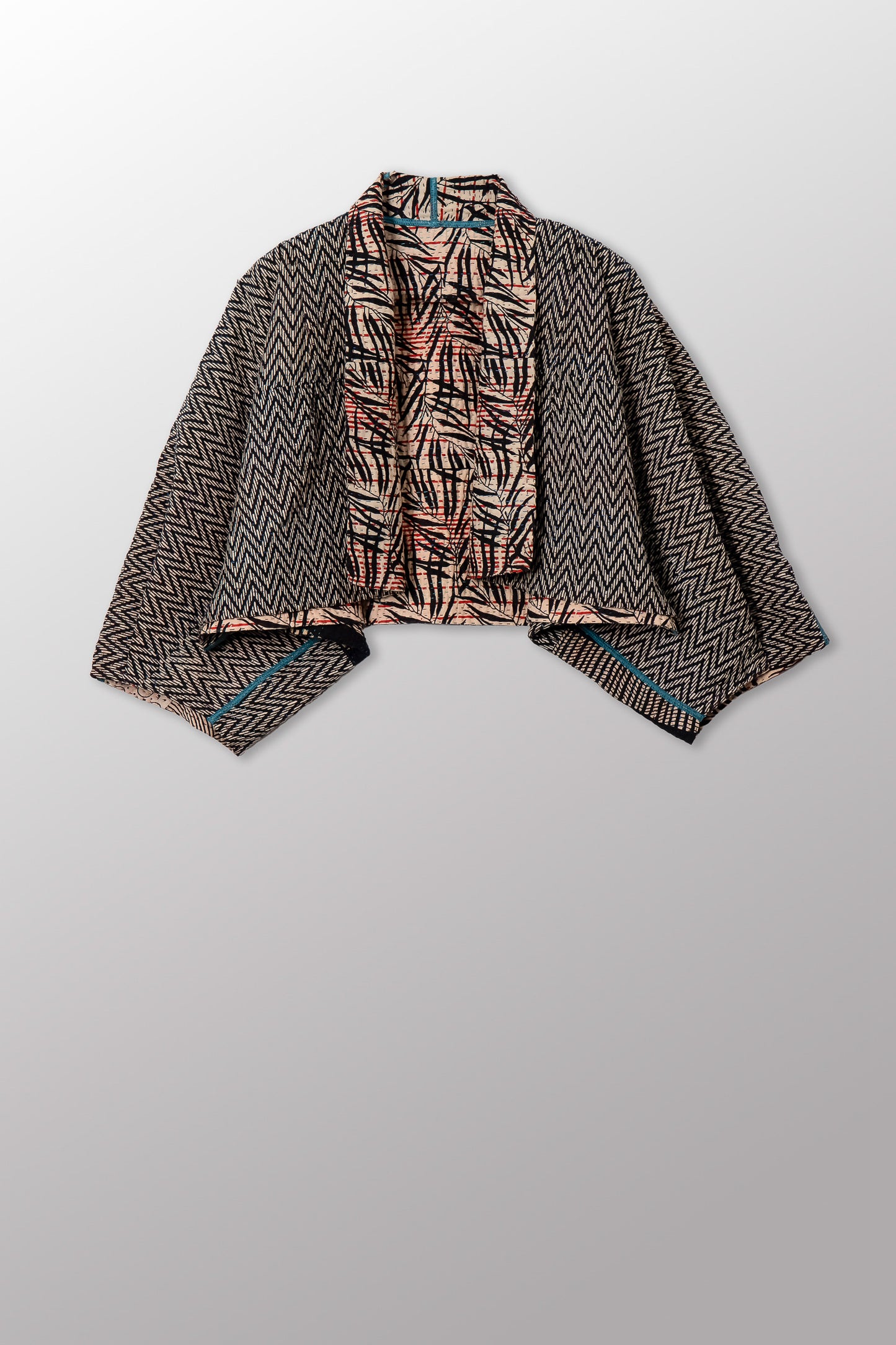 SOHO BAMBOO KANTHA PUFF SLV. SHRUG - bo4062-cblk006a -