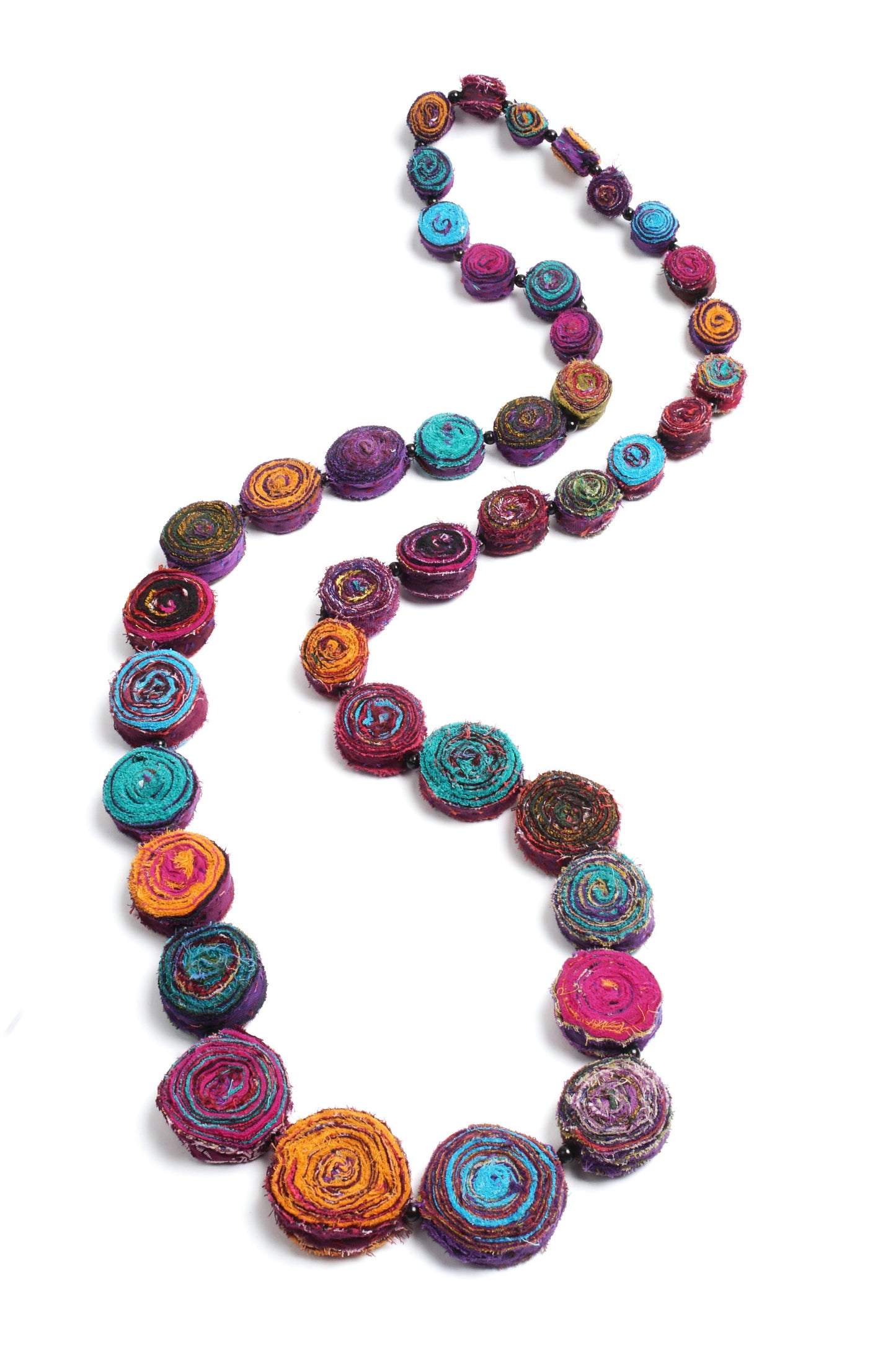 VINTAGE COTTON KANTHA SIMPLE EDDY LONG NECKLACE - cv2714-mlt -