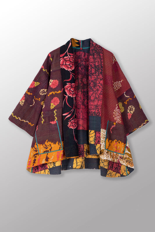 VINTAGE COTTON KANTHA KIMONO JACKET - cv4004-0206a -