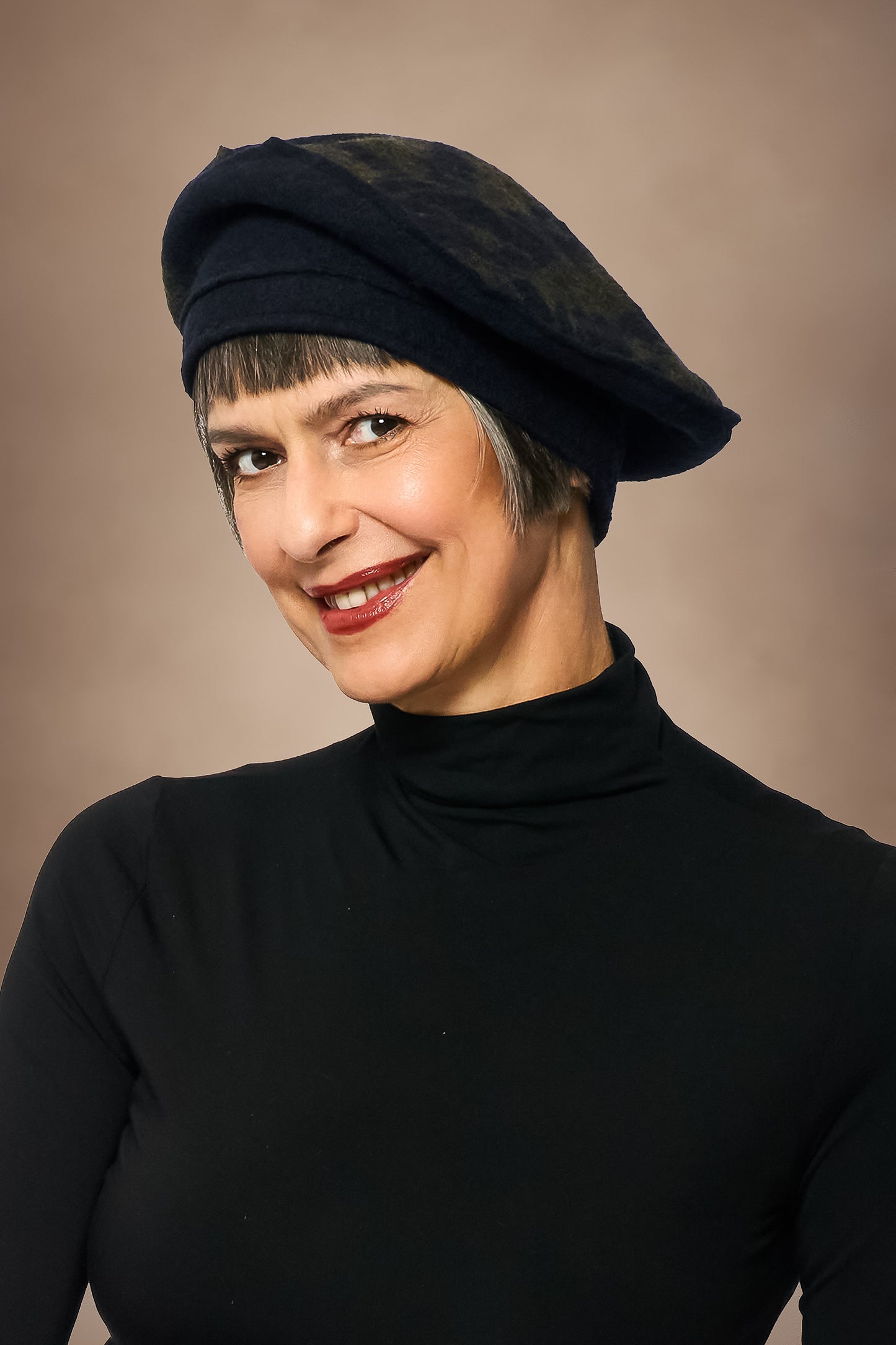 CIRCLE TIE DYE BOILED WOOL BERET - tw1896-nvy -