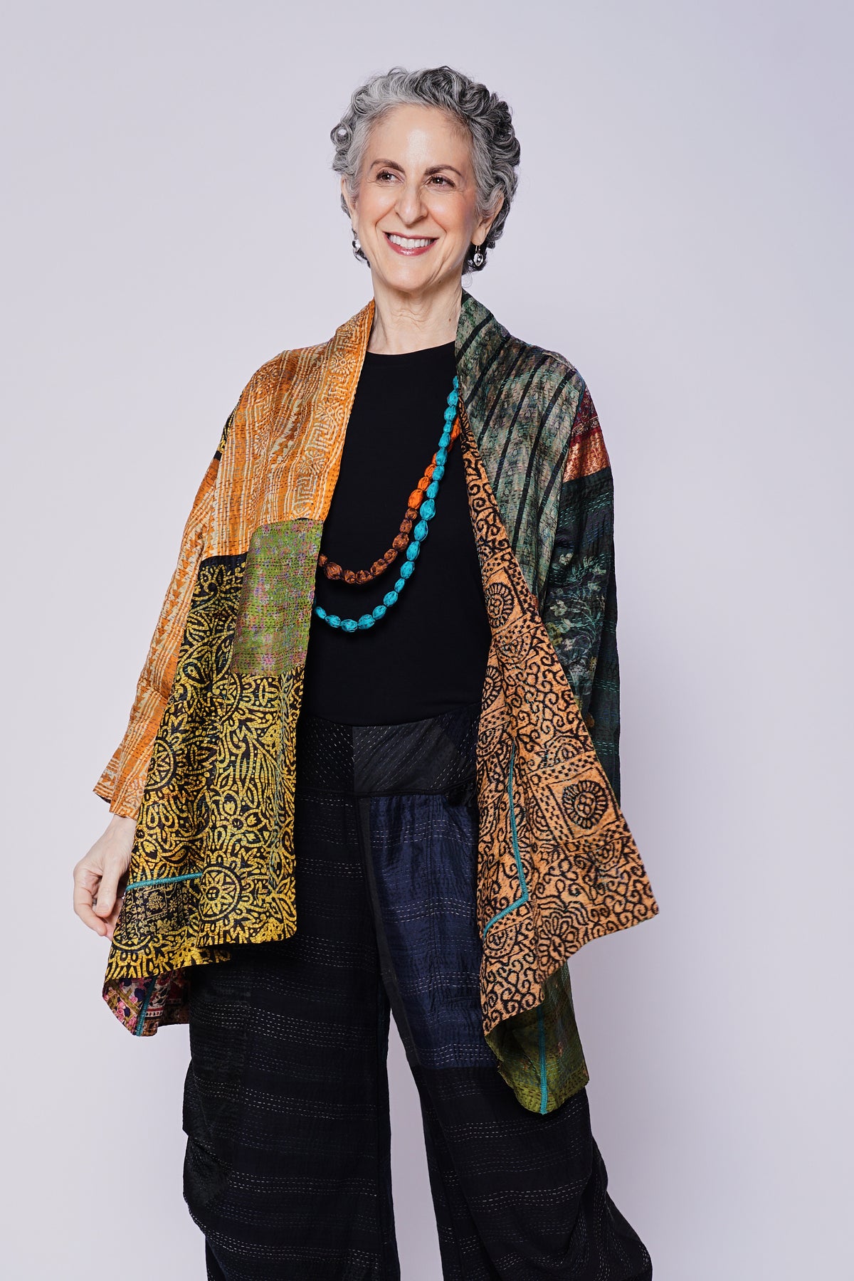VINTAGE SILK KANTHA A-LINE JKT - sv2003-0408a -