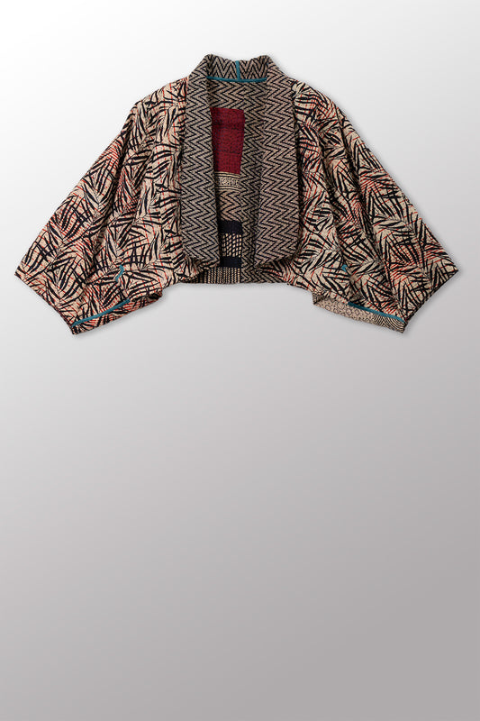 SOHO BAMBOO KANTHA PUFF SLV. SHRUG - bo4062-cblk008a -