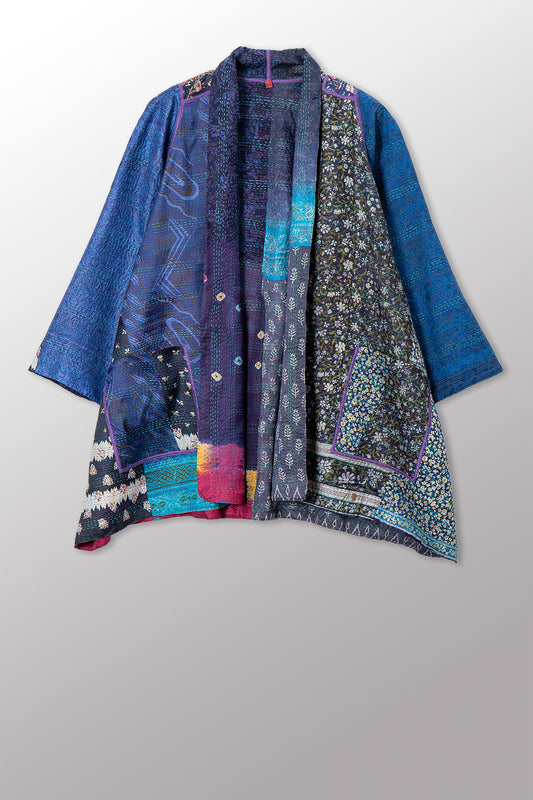 VINTAGE SILK KANTHA A-LINE JKT - sv2003-0414a -