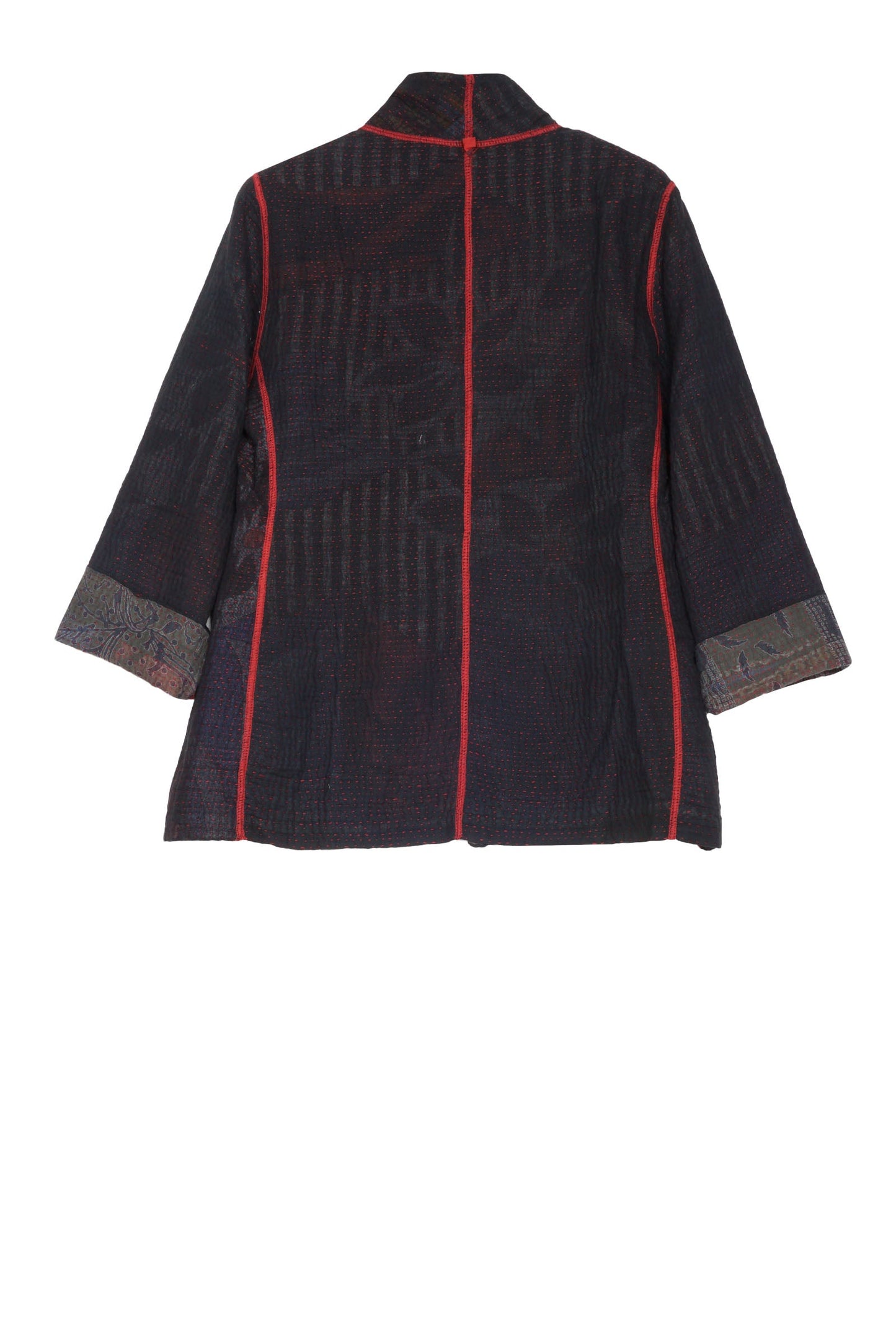 MONOTONE TWILIGHT PRINT KANTHA SHORT JKT - tp4007-red -