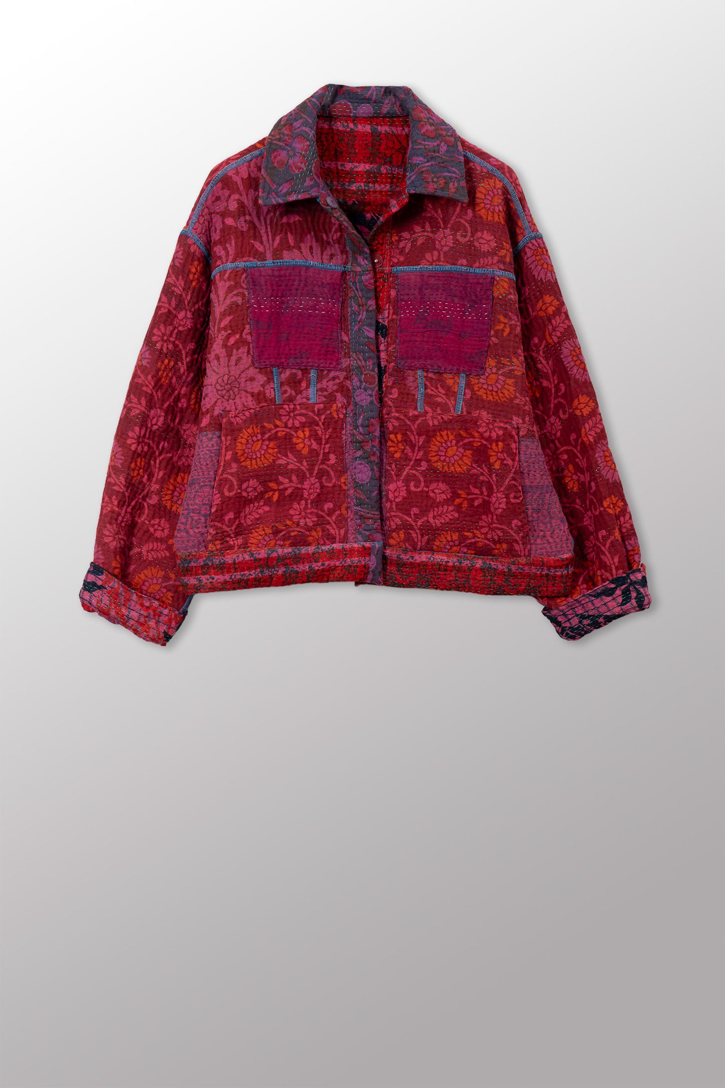 COTTON OVERDYE KANTHA OVERSIZED TRUCKER JACKET - ov4j107-cfus001s -