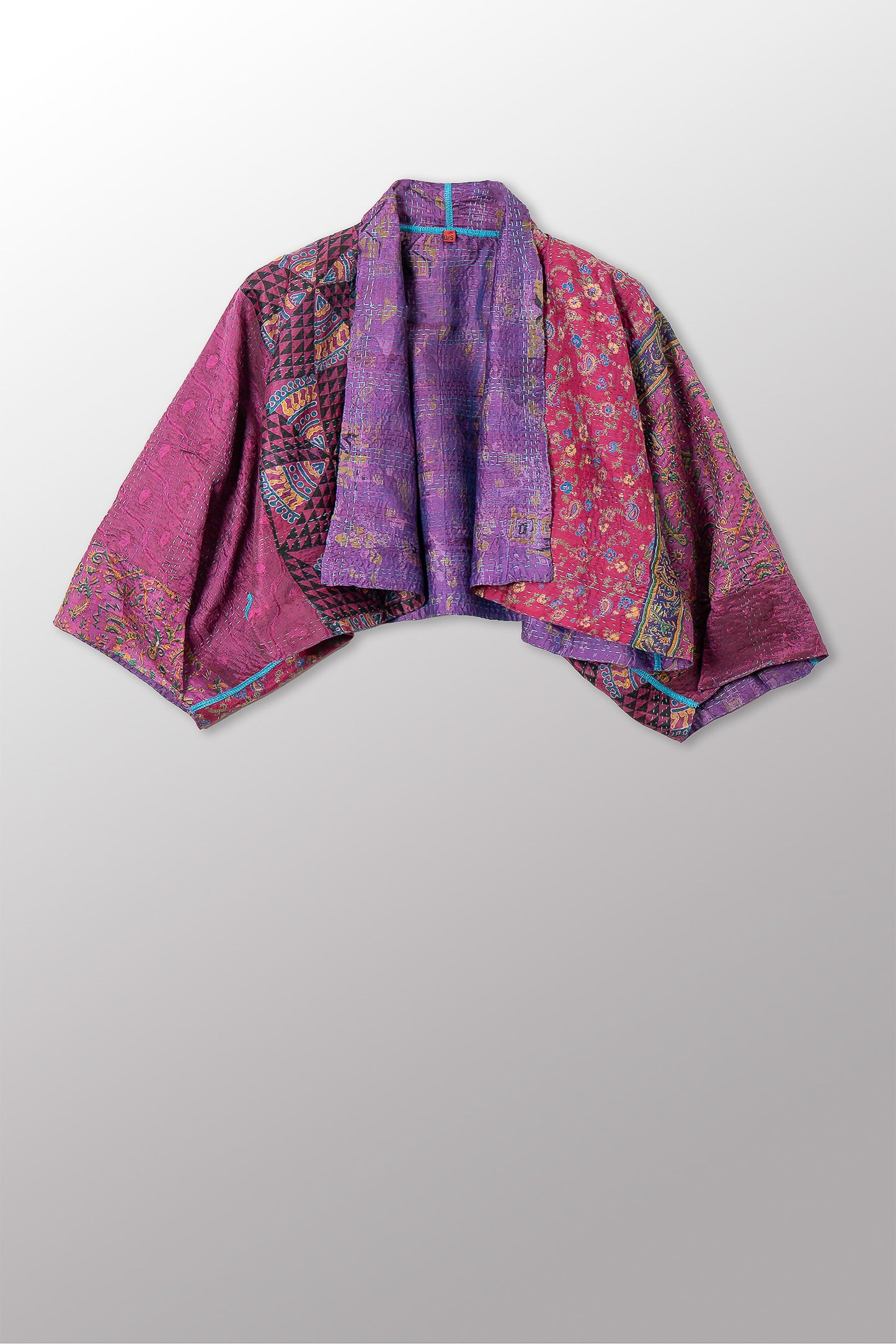 VINTAGE SILK KANTHA PUFF SLV. SHRUG - sv2062-0027a -