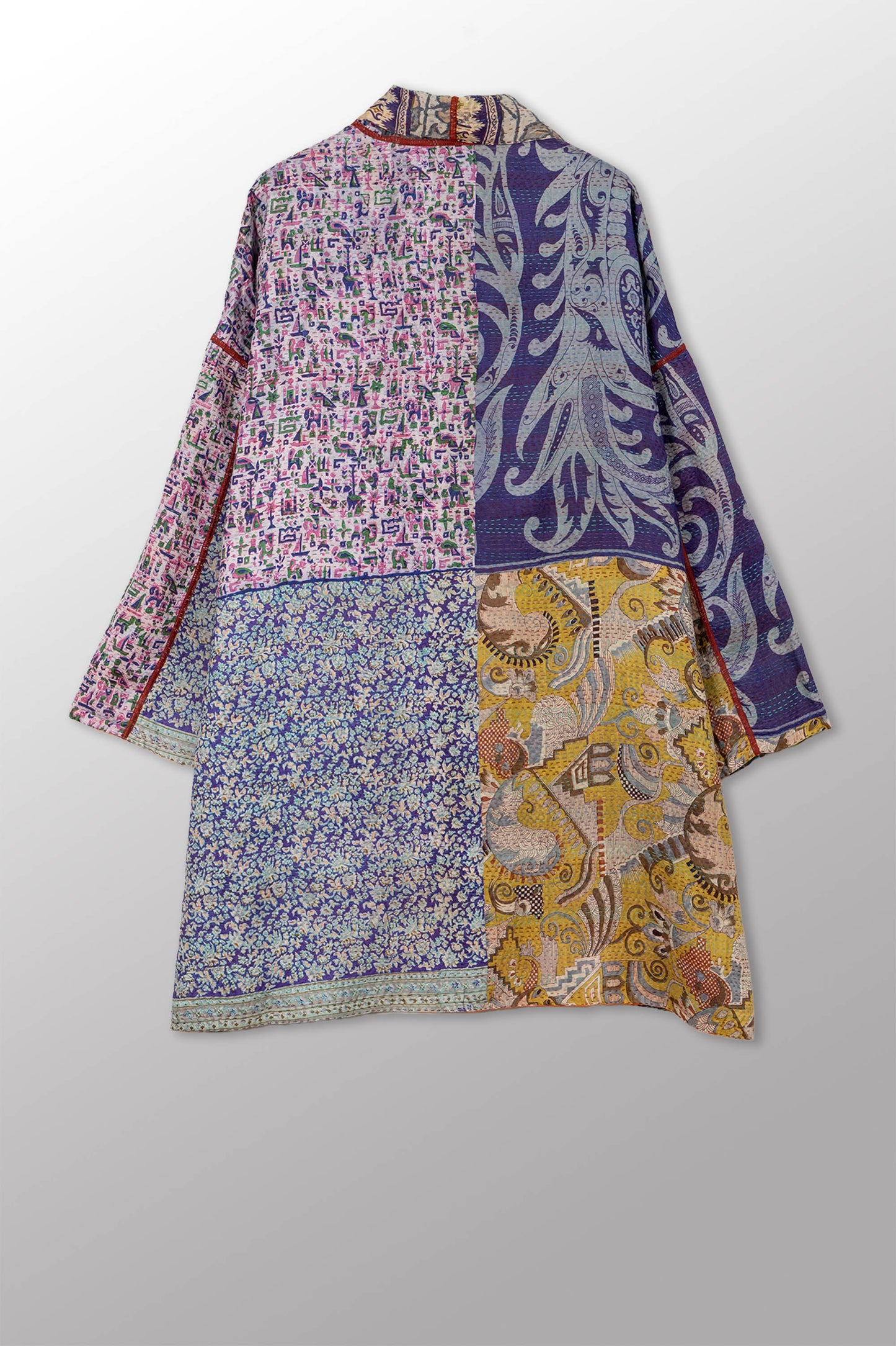 VINTAGE SILK KANTHA HAORI JACKET - sv2068-0011a -