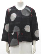 PATCH & CIRCLE PRINT KANTHA A-LINE SHORT JKT - pc2019-blk -