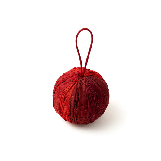 Christmas Ornament (metallic kantha) -Red