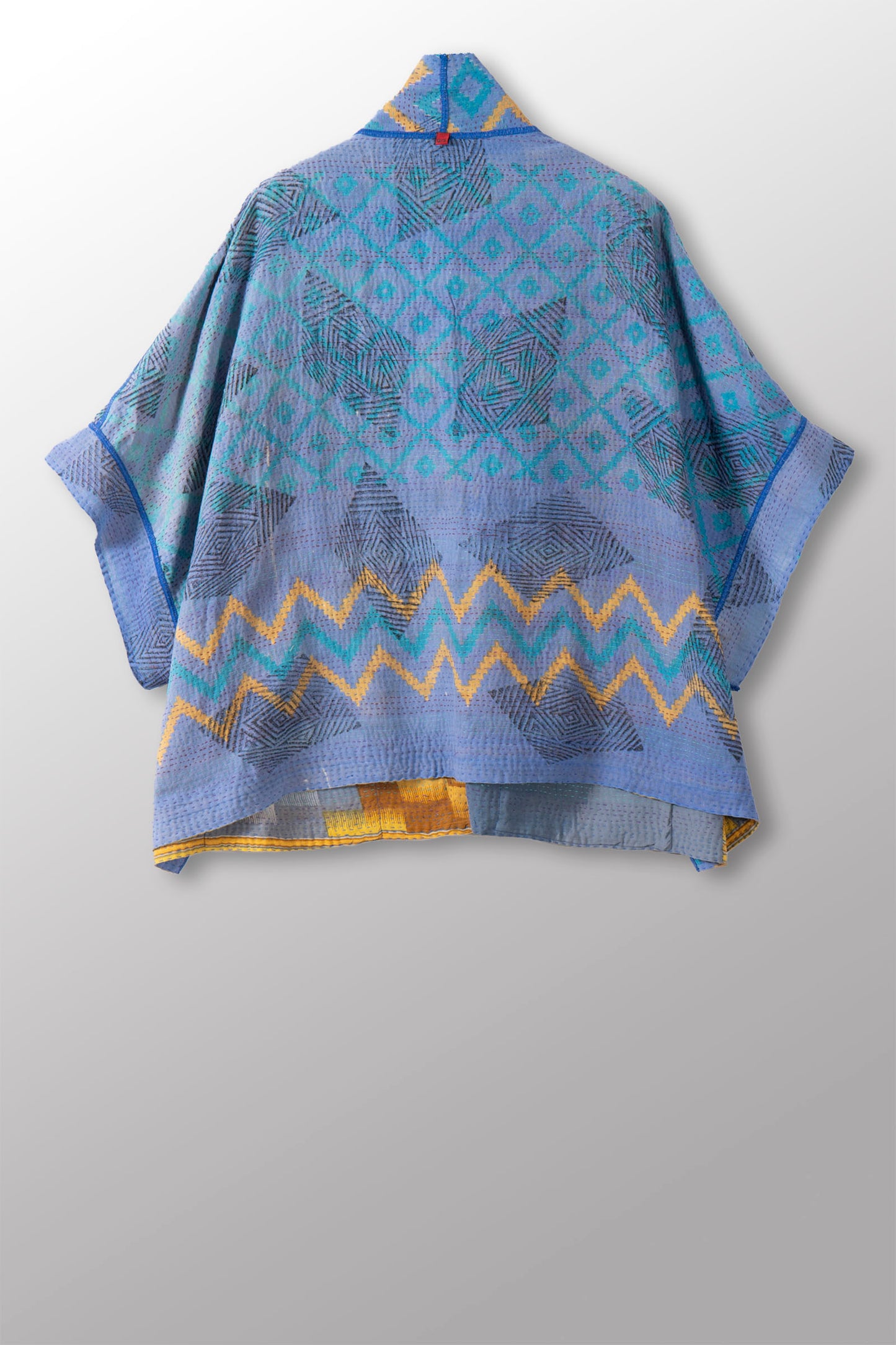 VINTAGE COTTON KANTHA MINI PONCHO - cv2060-0006a -