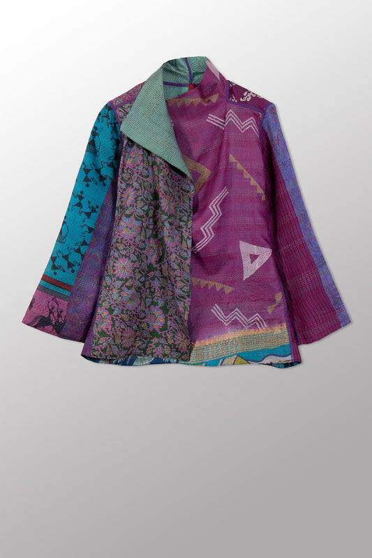 VINTAGE SILK KANTHA SHORT JKT - sv2007-0062m -