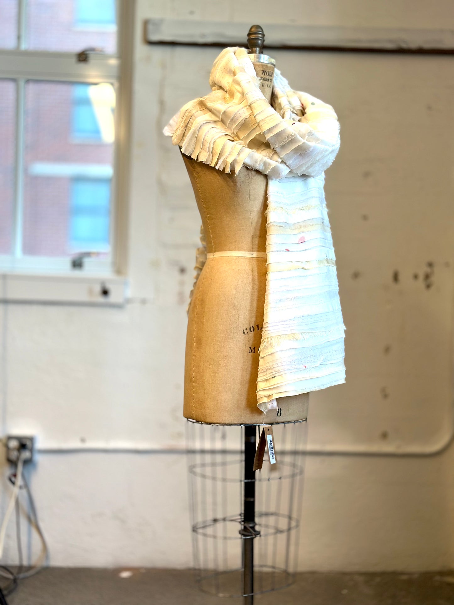 WAVY STRIPE KANTHA SMALL SHAWL - wv2830-ivy -