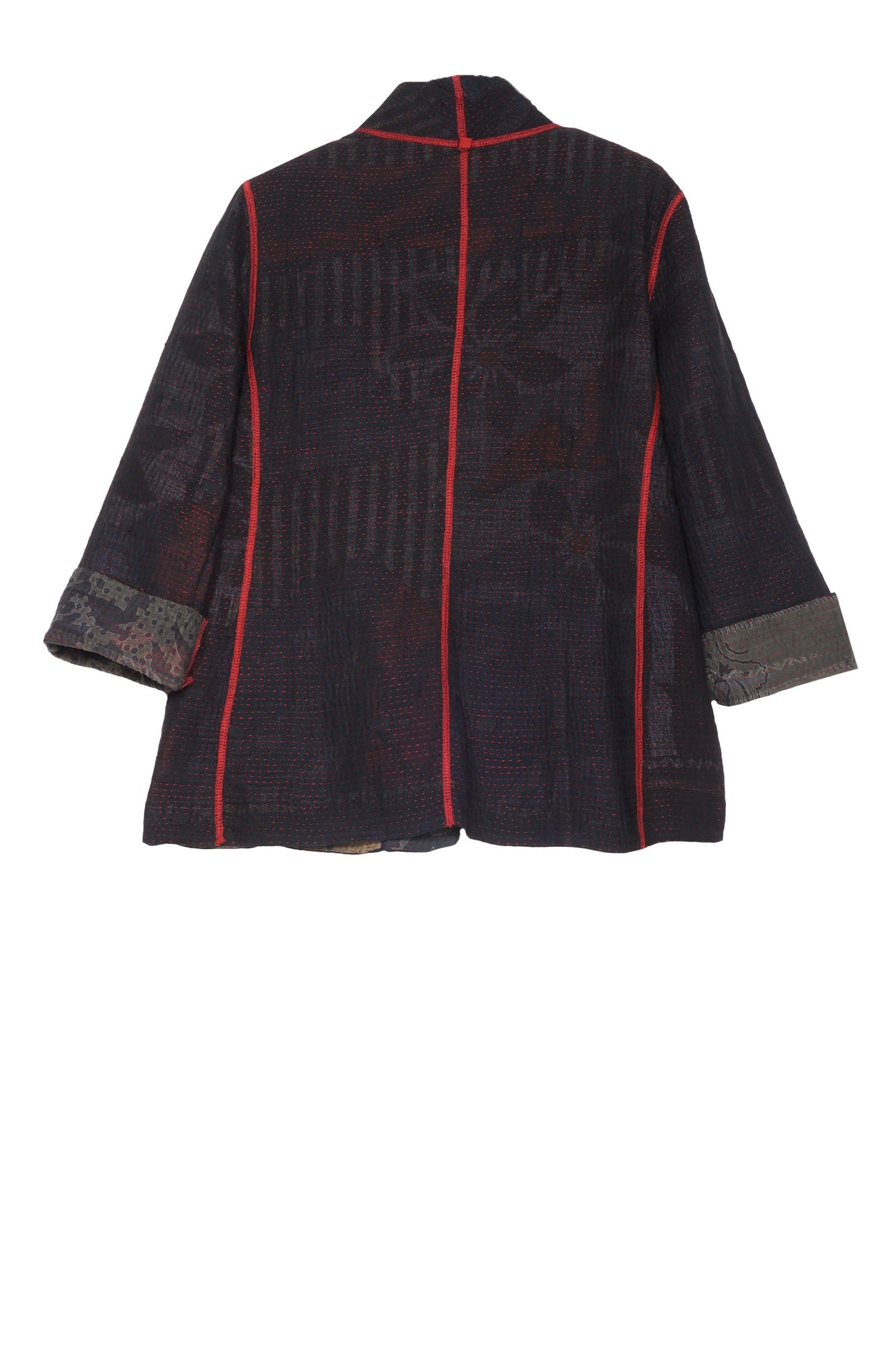 MONOTONE TWILIGHT PRINT KANTHA SHORT JKT - tp4007-red -