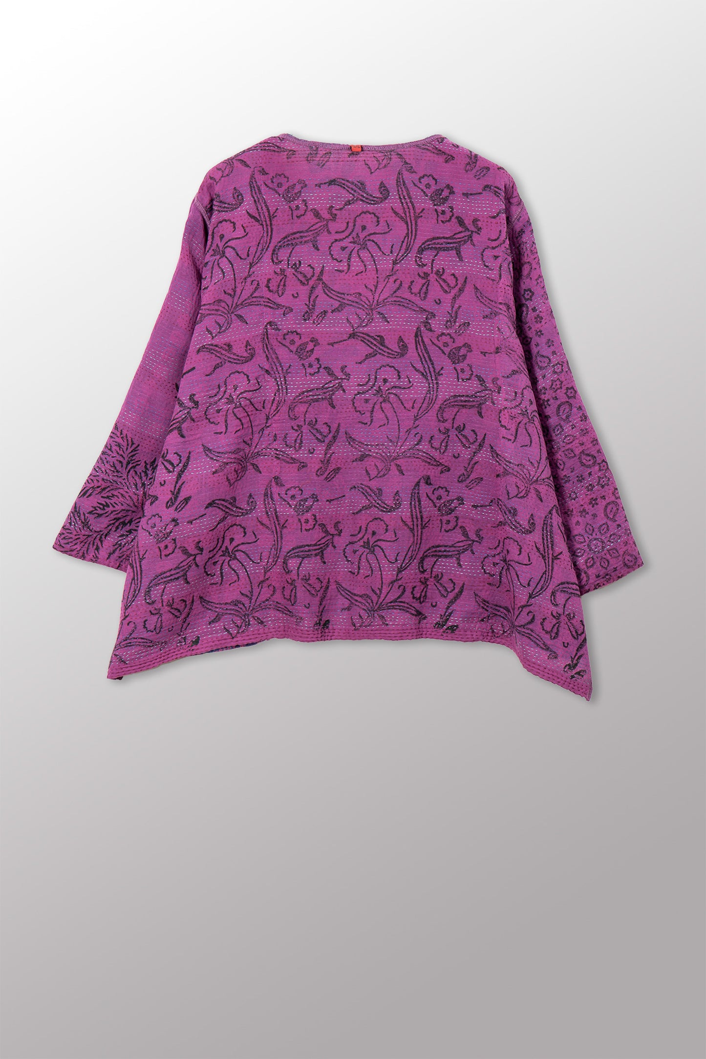 VINTAGE COTTON & NEW VOILE KANTHA A-LINE SHORT JACKET - cn2019-0001a -