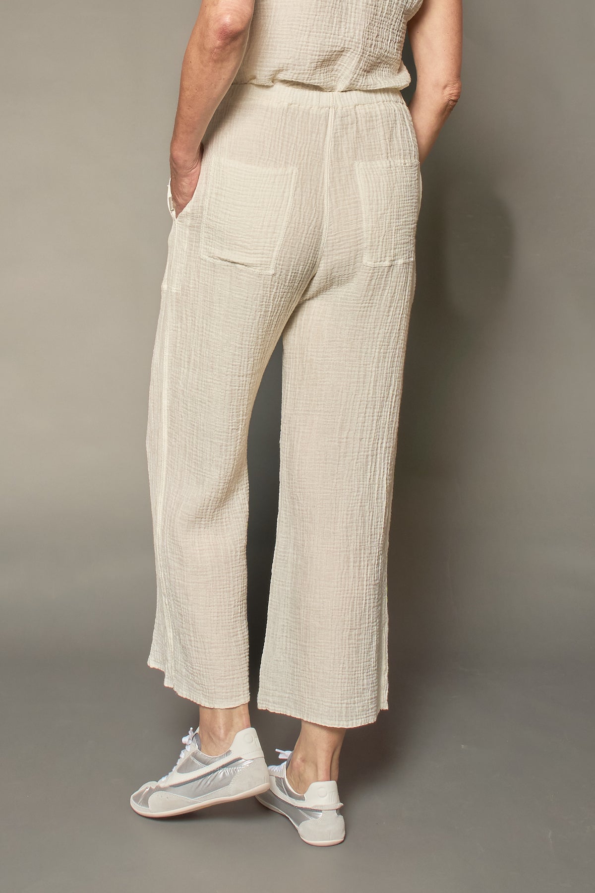 RIPPLE KANTHA SEMI WIDE TROUSERS - rp2679-wht -