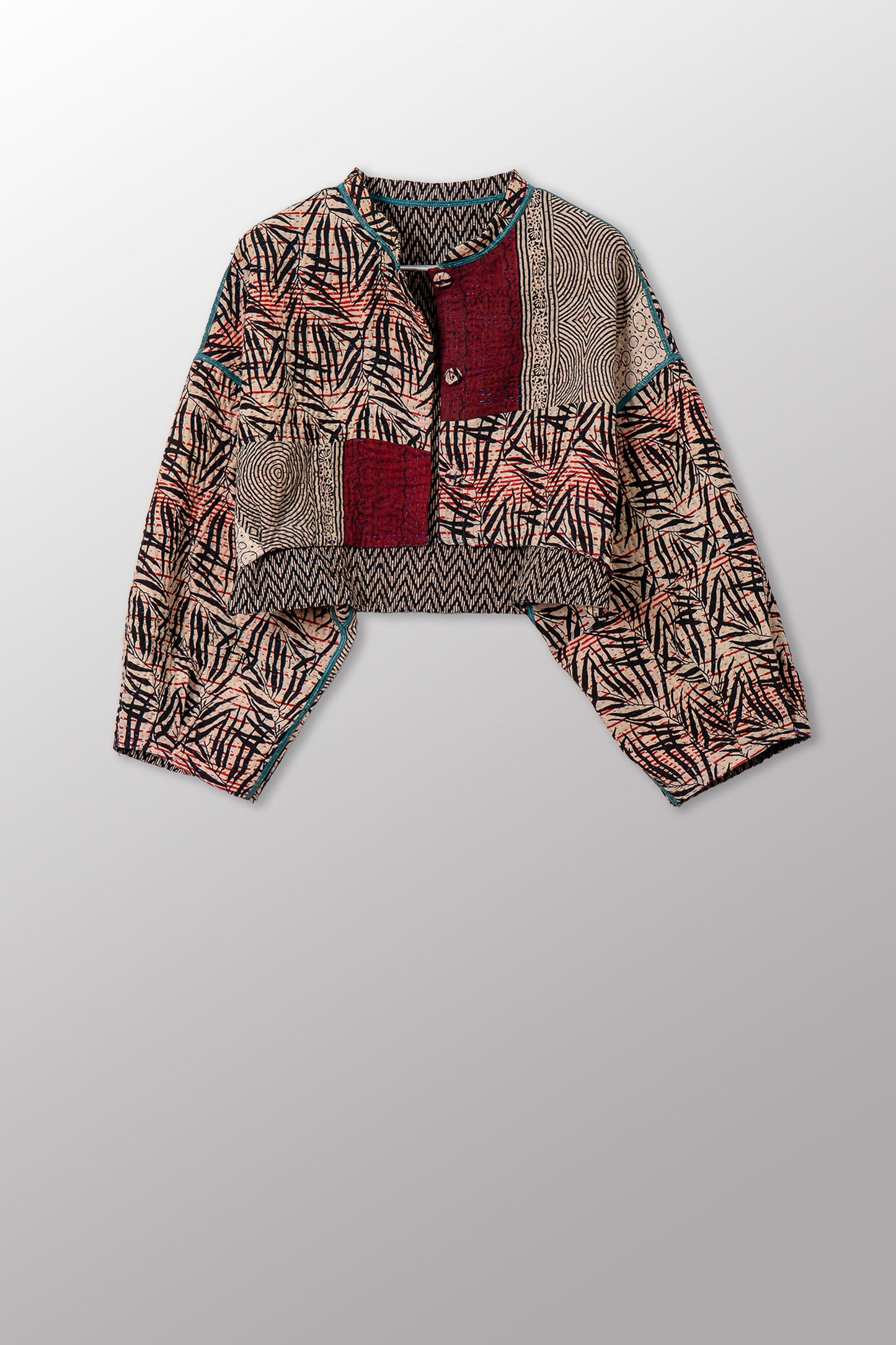 SOHO BAMBOO KANTHA SLEEVE JACKET - bo4090-blk -