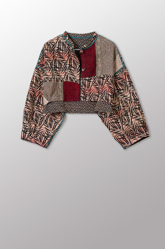 SOHO BAMBOO KANTHA SLEEVE JACKET - bo4090-blk -