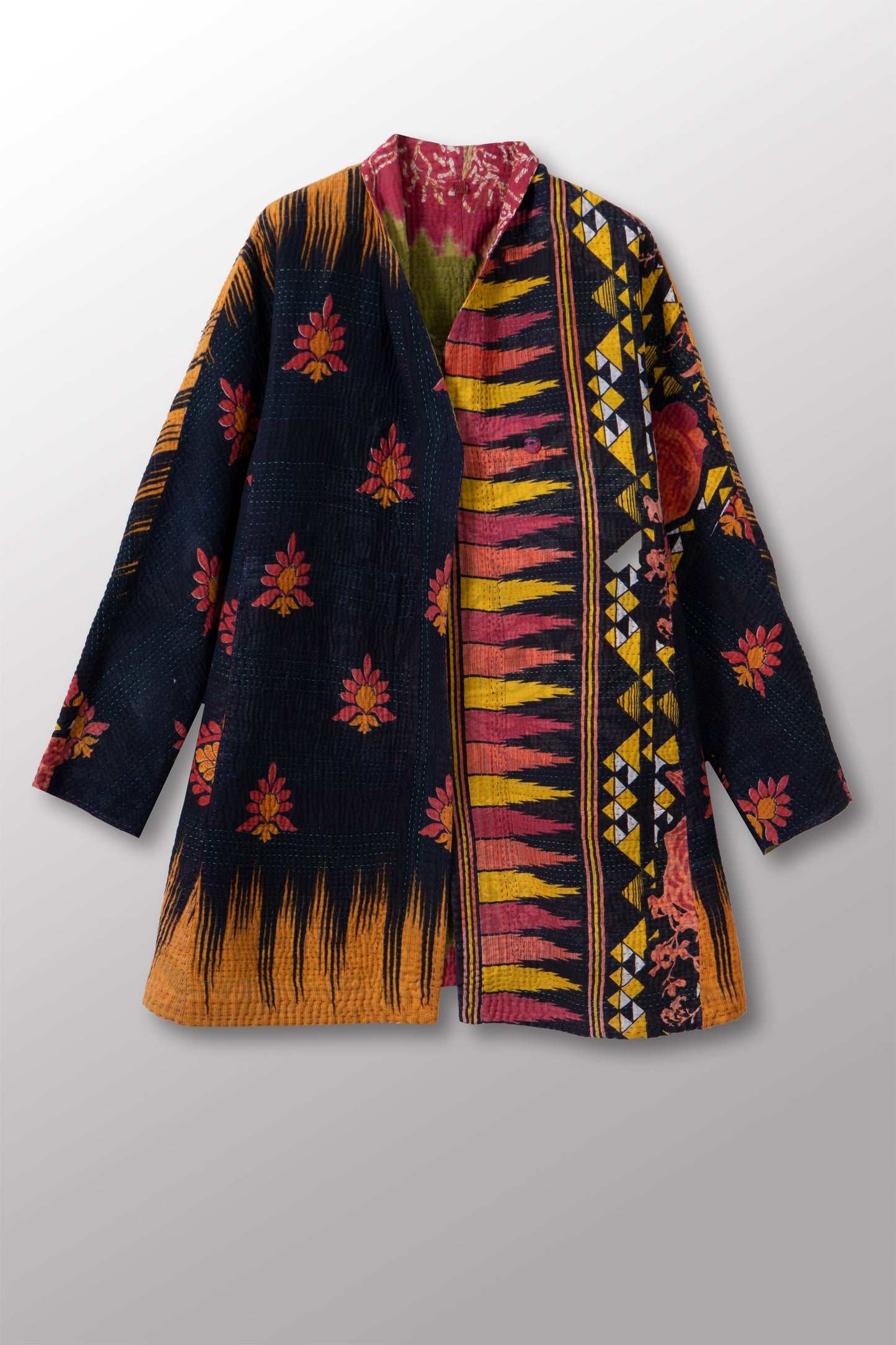 VINTAGE COTTON KANTHA HIGH-NECK TOPPER - cv4045-0048a -