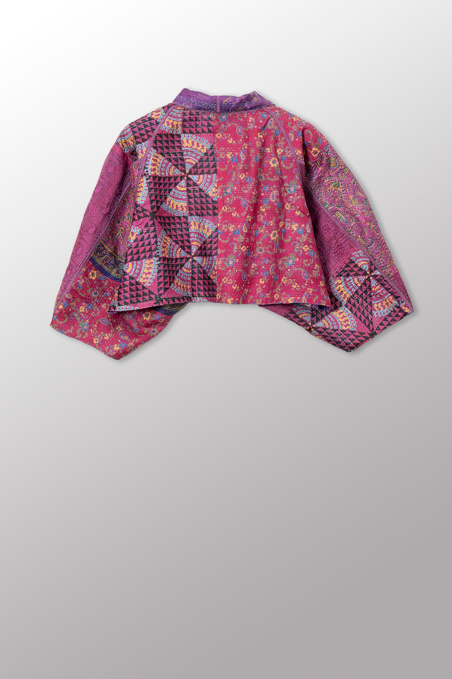 VINTAGE SILK KANTHA PUFF SLV. SHRUG - sv2062-0033a -