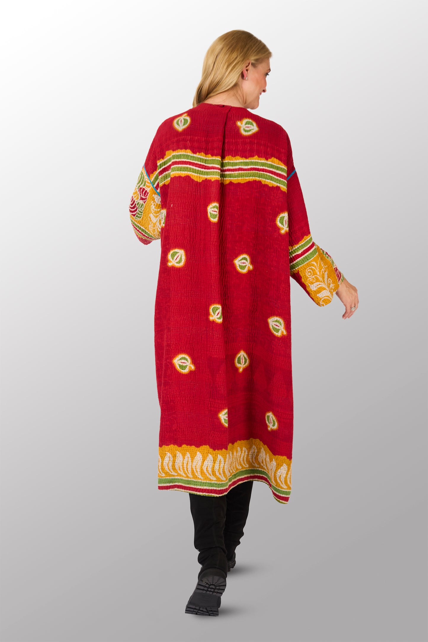 VINTAGE COTTON KANTHA LONG DUSTER - cv4328-0014a -