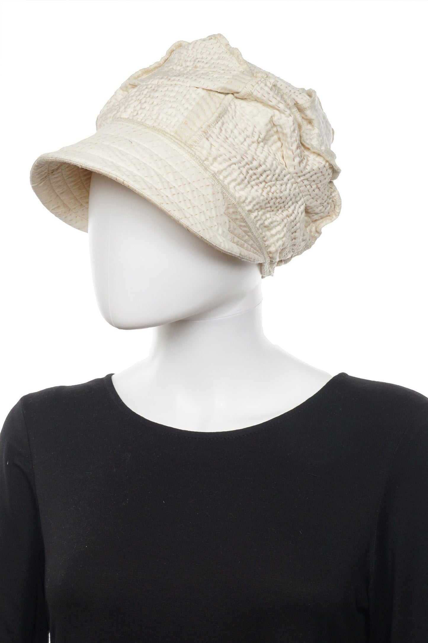 JAIPUR WHITE KANTHA HALF BRIM HAT - jw4881-ivy -