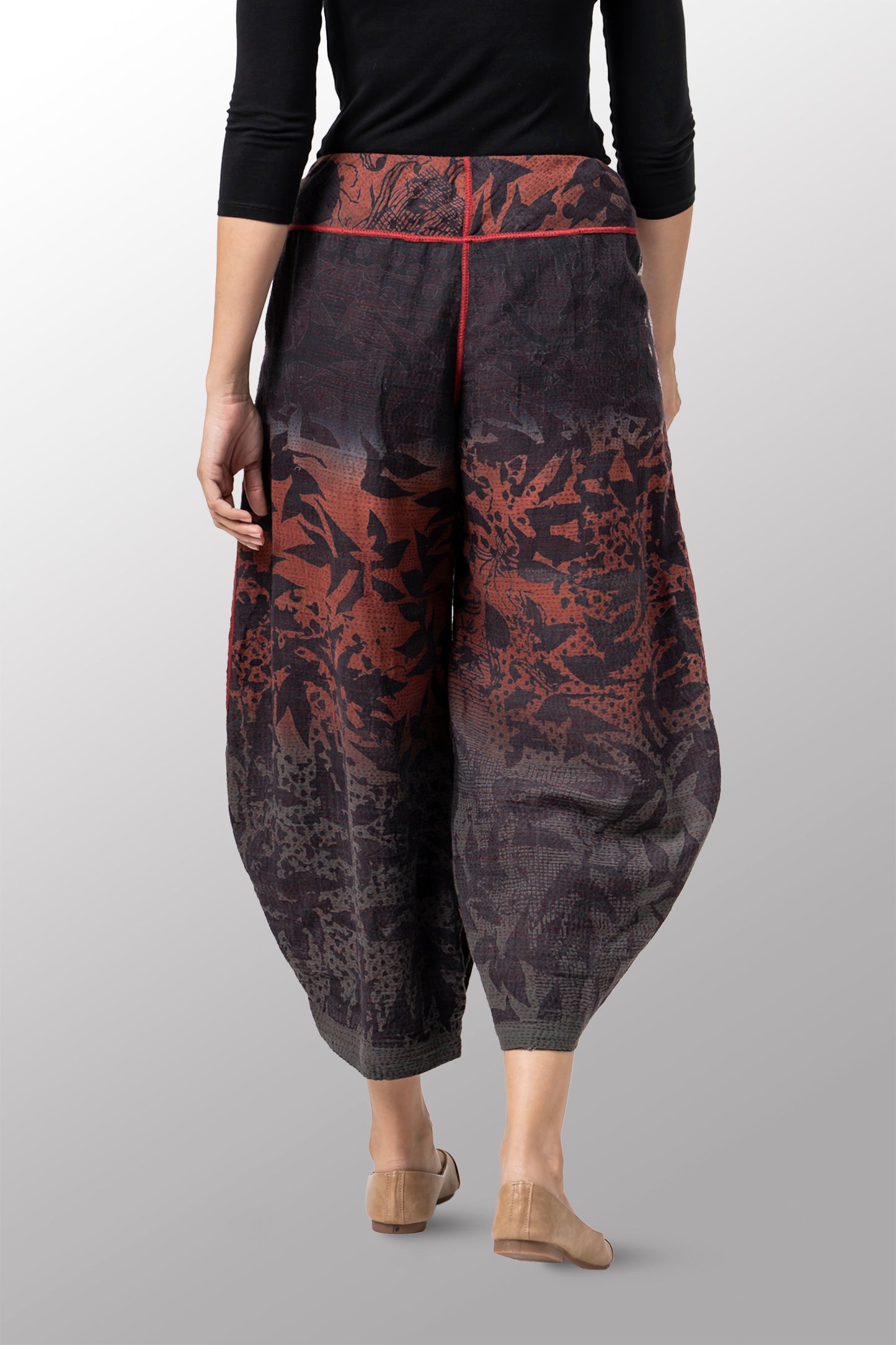 MONOTONE TWILIGHT PRINT KANTH HAREM PANTS - tp2605-red -