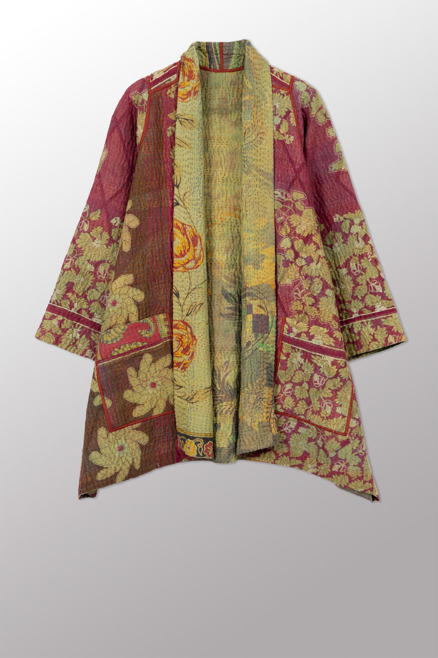 COTTON OVERDYE KANTHA A-LINE JKT - ov4003-cgrn029a -