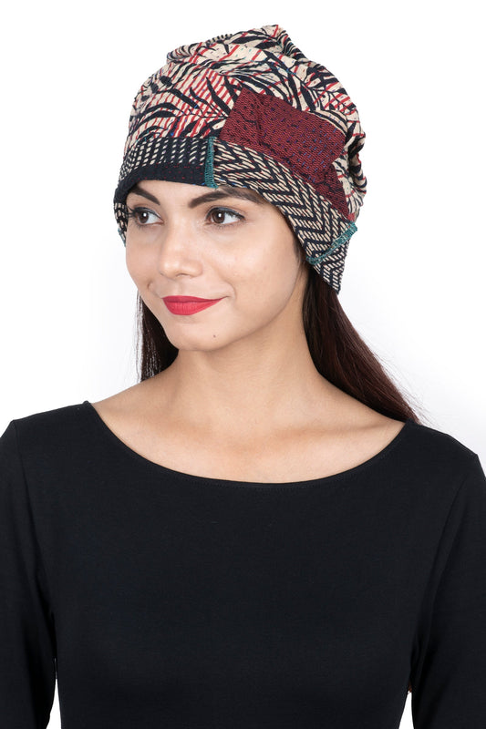 SOHO BAMBOO KANTHA PATCHWORK HAT - bo4880-blk -