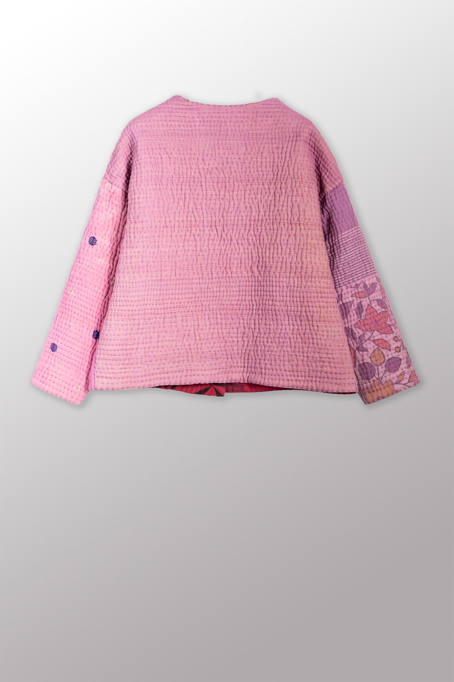 QUILTED OVERDYE COTTON KANTHA CREW NECK SHORT JKT - oq5053-cred003a -