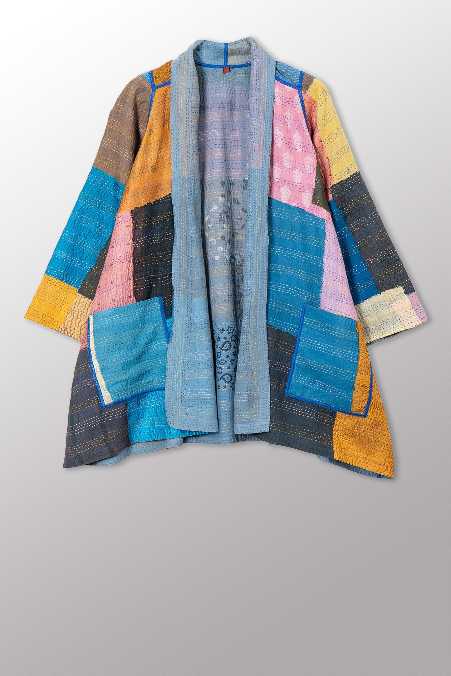 MOSAIC FRAY PATCH KANTHA A-LINE JACKET - zb2003-mlt -