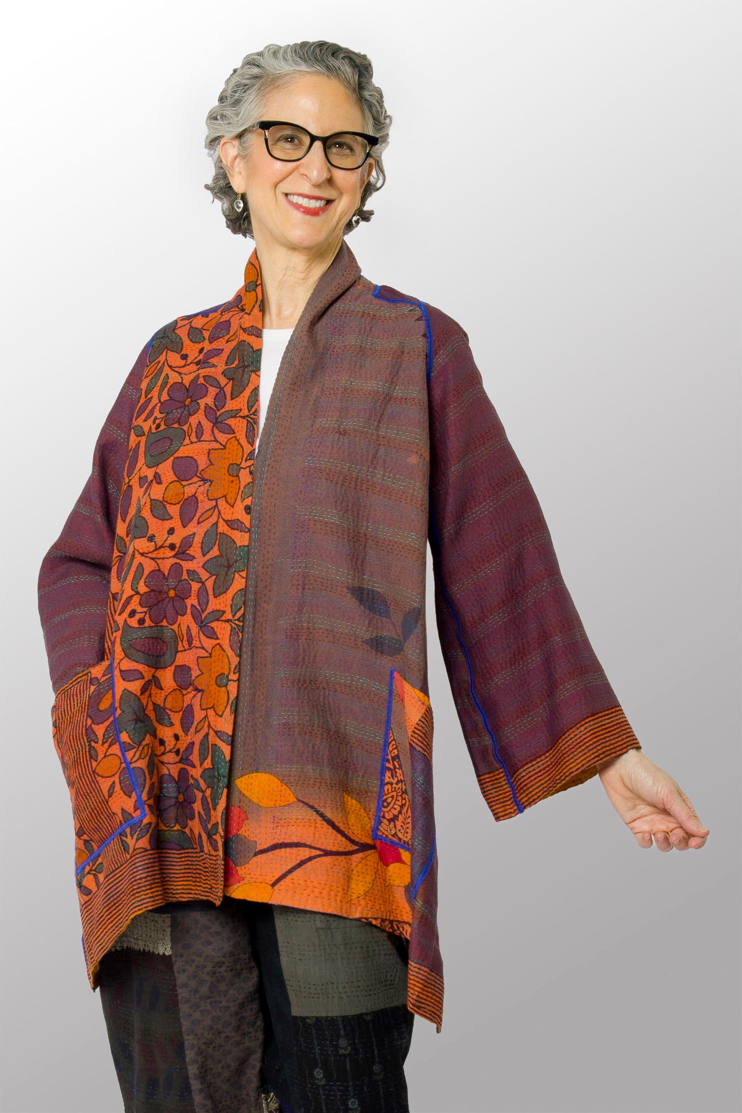 VINTAGE COTTON KANTHA A-LINE JKT - cv2003-0161a -