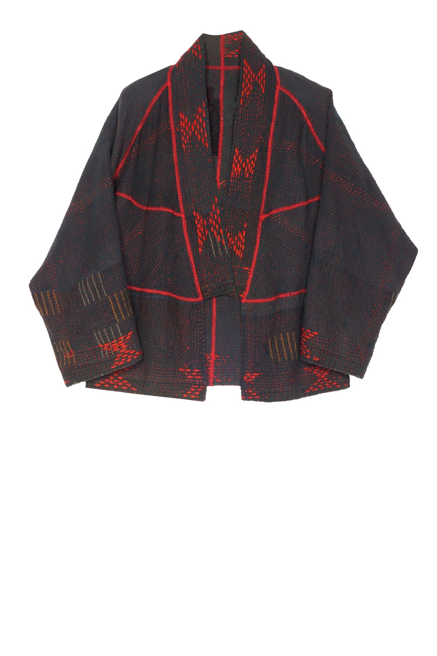 SQUARE RALLI KANTHA DOLMAN SHORT JKT - qr4015-blk -