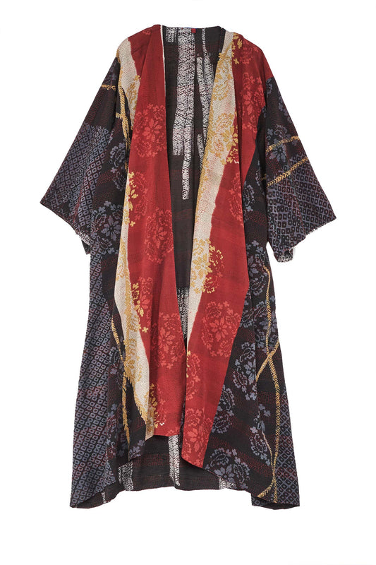 KIMONO PRINT KANTHA KIMONO MAXI - kp2318-blk -