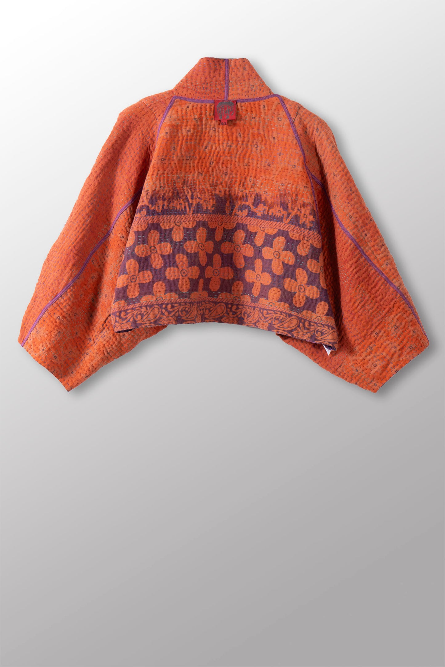 COTTON OVERDYE KANTHA PUFF SLV. SHRUG - ov4062-cprp006a -