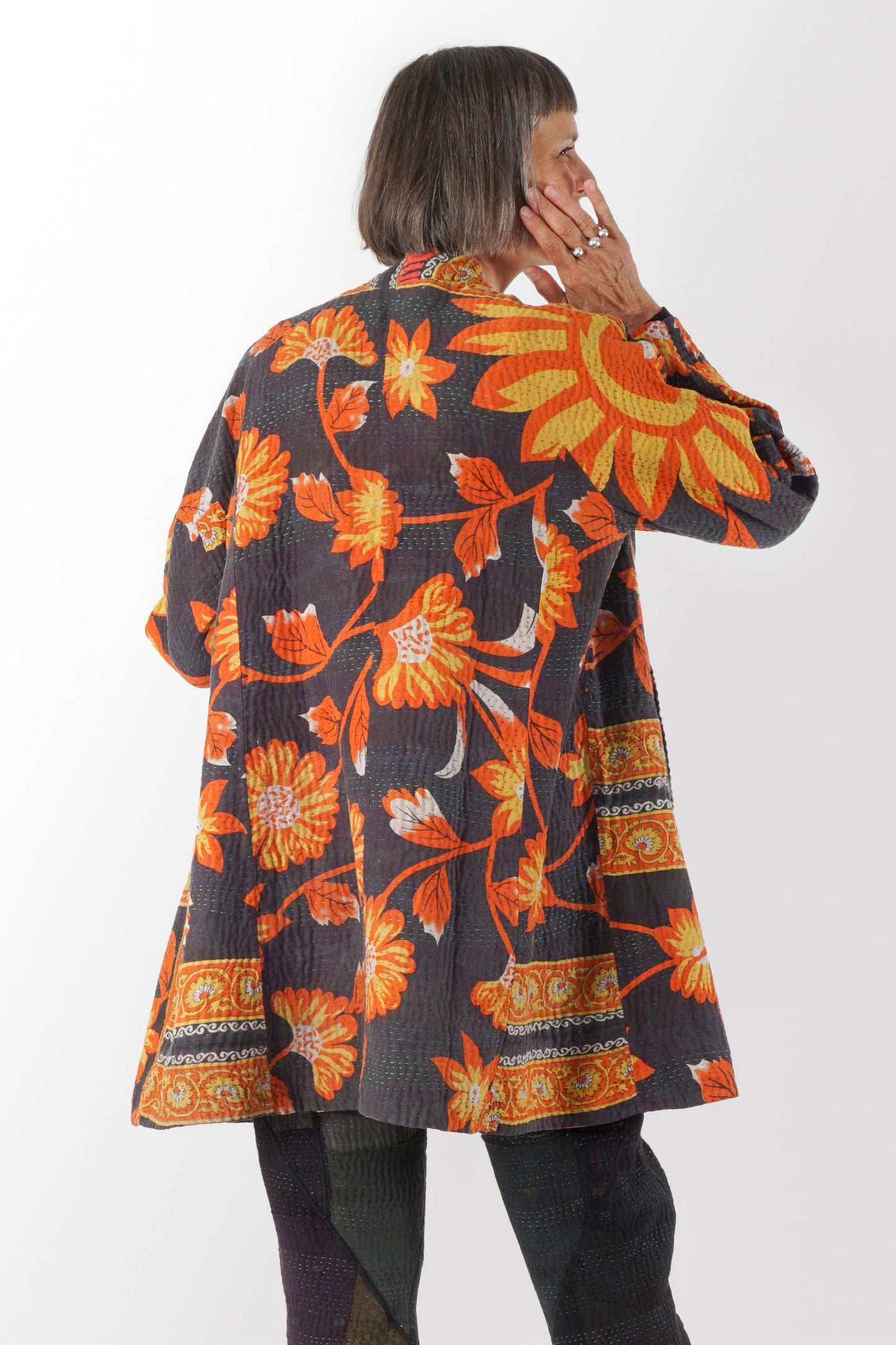 VINTAGE COTTON KANTHA HIGH-NECK TOPPER - cv4045-0041a -