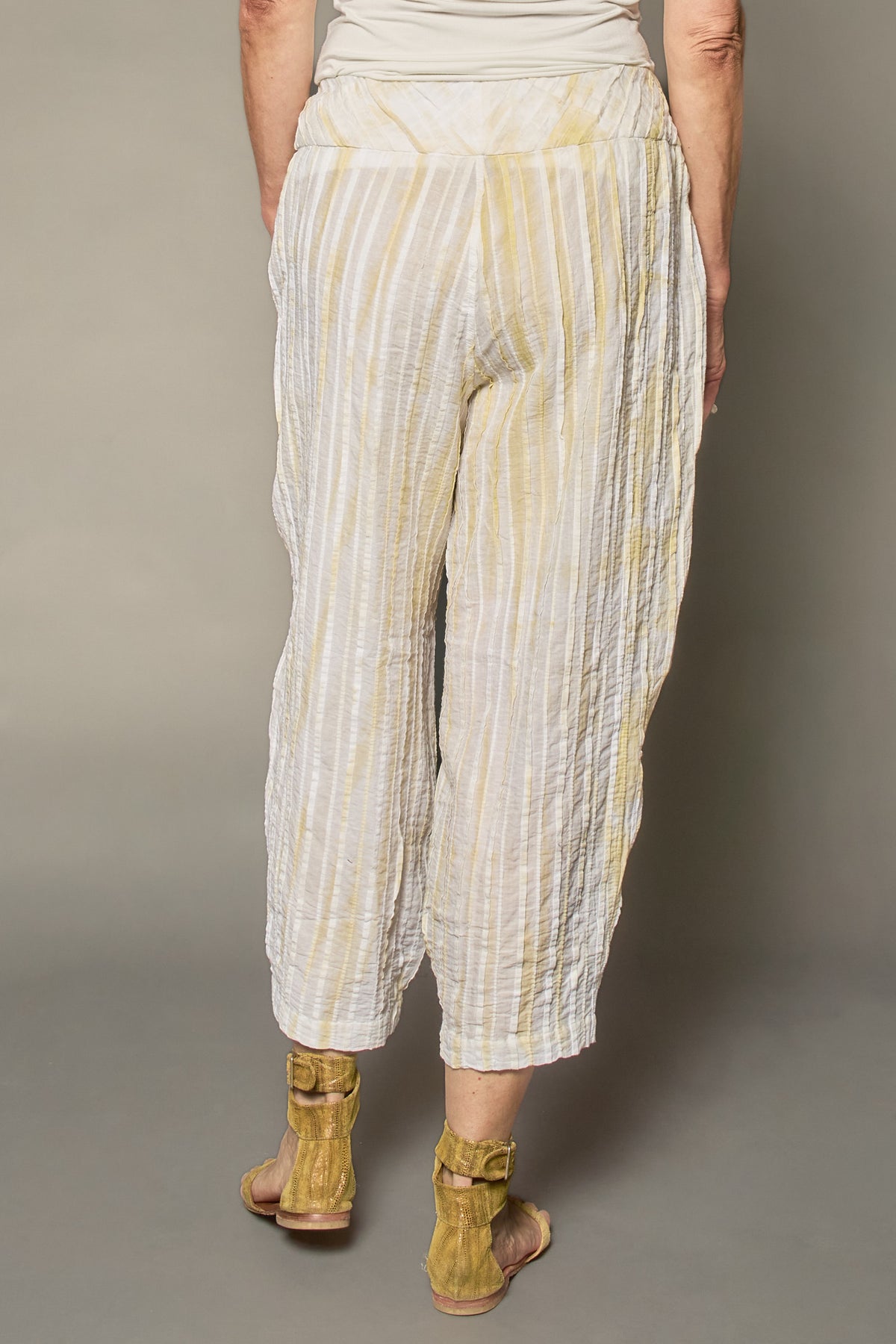 DOUBLE TIE DYE RIPPLE TUCK NEW LANTERN PANTS - trw1651-ivy -