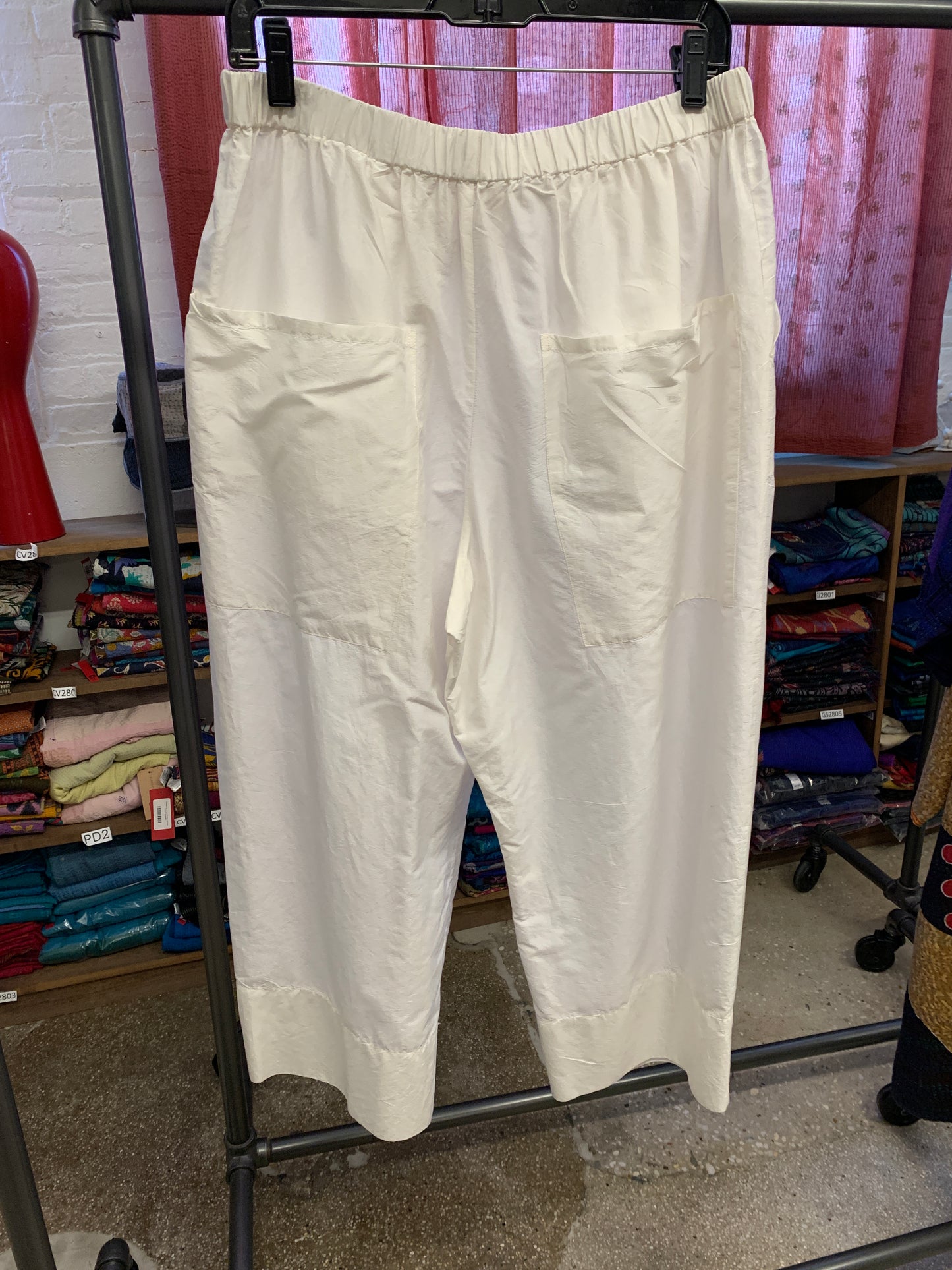 DYED COTTON SILK HEAVY VOILE WAVY  BAGGY PANTS - dh1640-ntl -