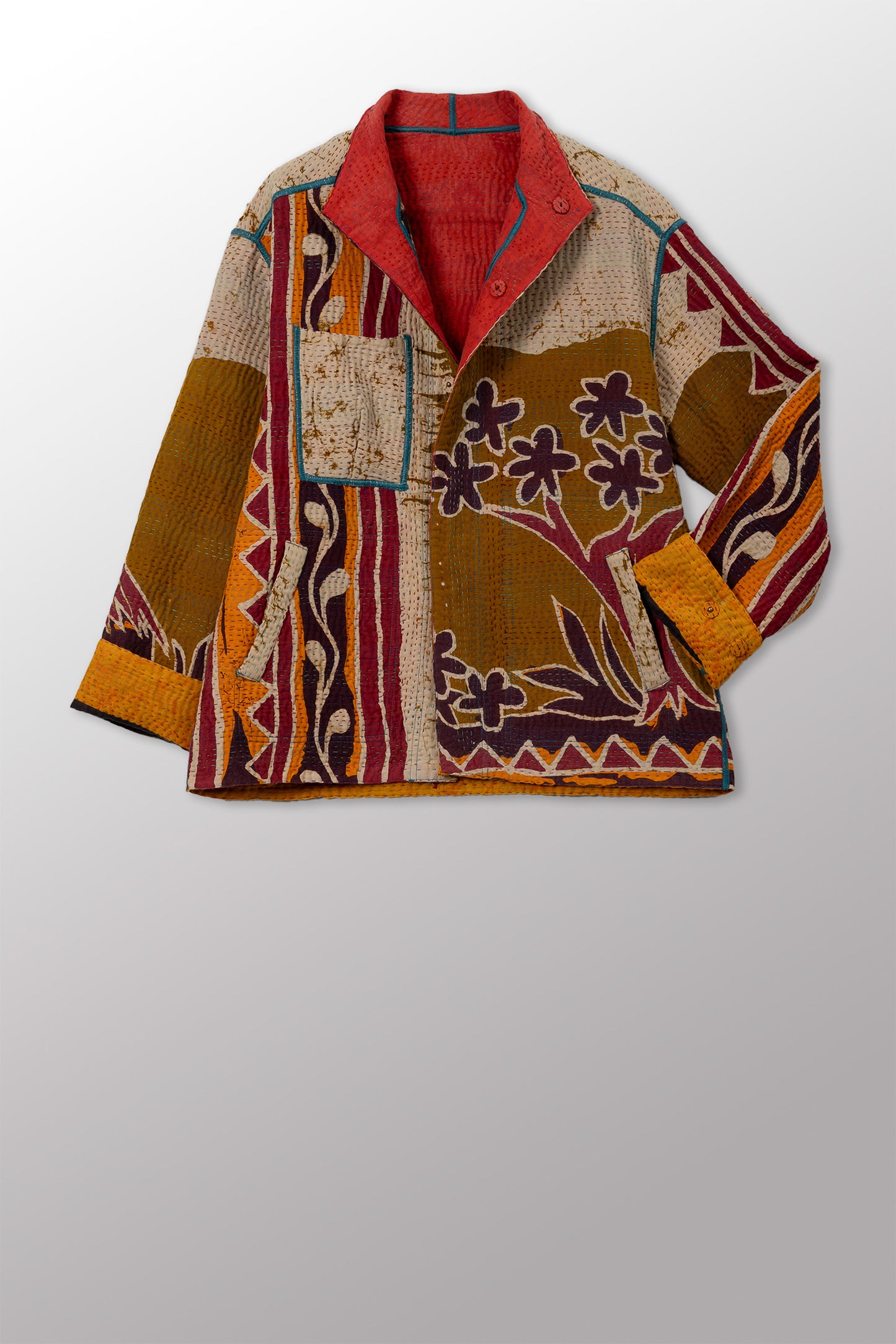 VINTAGE COTTON KANTHA MEN'S BLOUSON - cv4040-0032m -