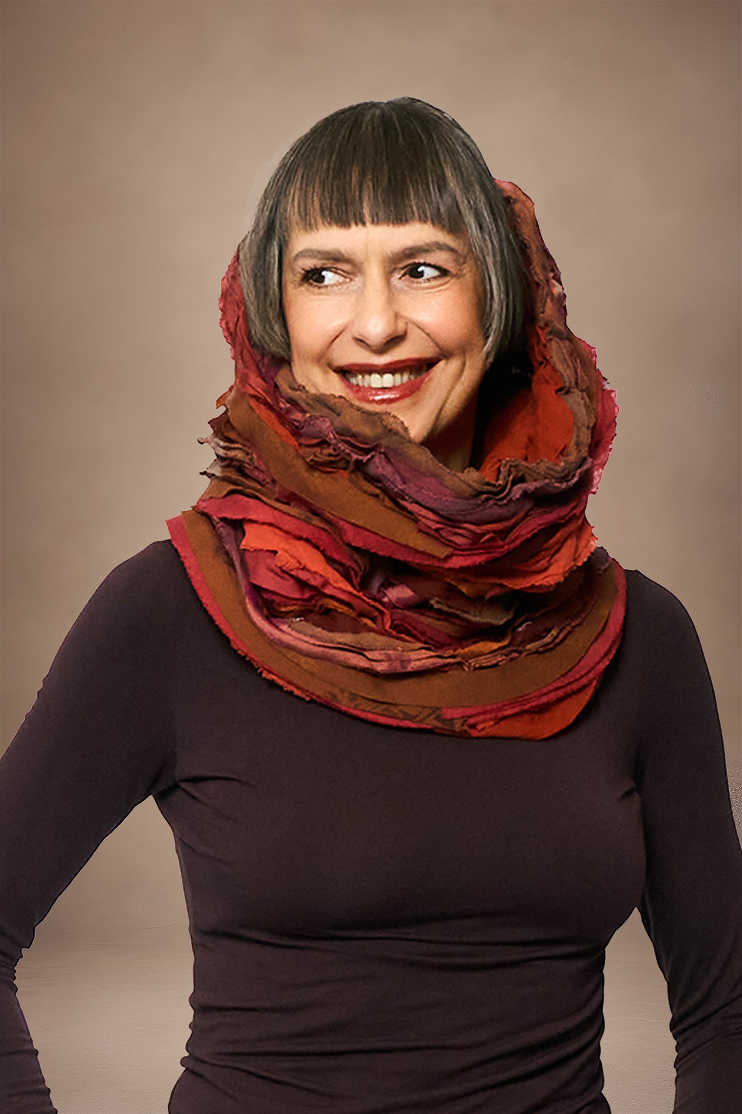 WAVY STRIPE KANTHA COWL NECK TUBE - wv2846-org -