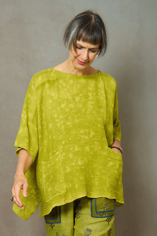 SAND SUN DYE RIPPLE KANTHAL BOAT NECK DOLMAN TOP - rs2t100-lim -