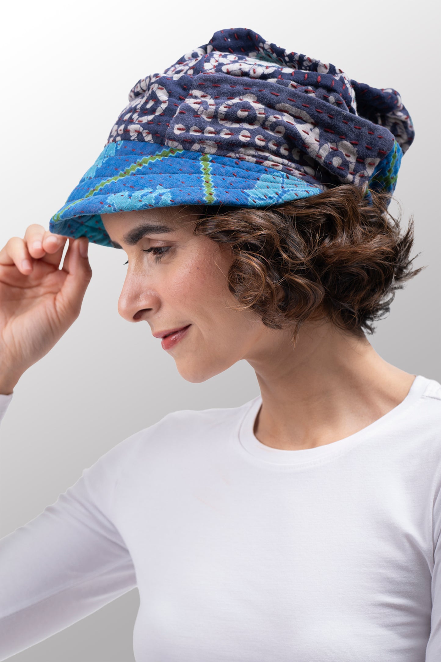 VINTAGE COTTON BBK KANTHA HALF BRIM HAT - bb4881-0002a -