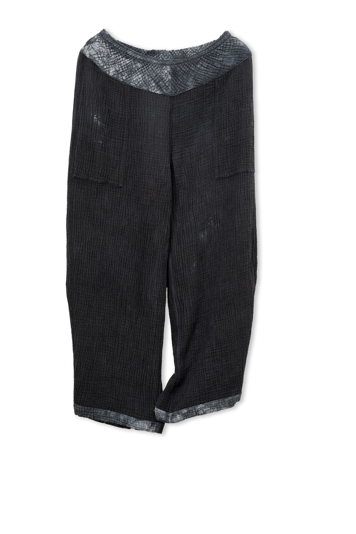 MUD DYE RIPPLE KANTHA NEW LANTERN PANTS - yp4651-gry -