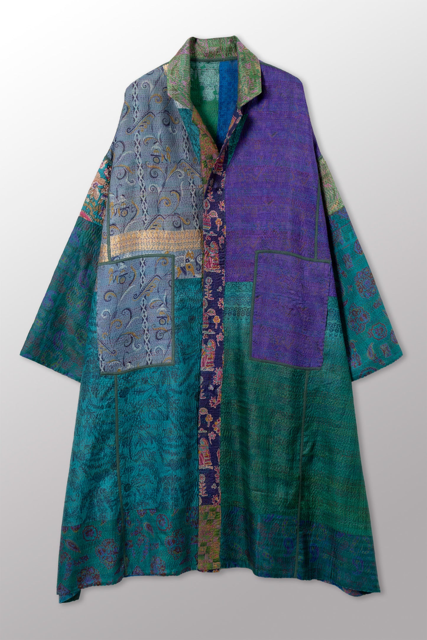 VINTAGE SILK KANTHA NEW OVERSIZED COAT - sv2342-0013a -