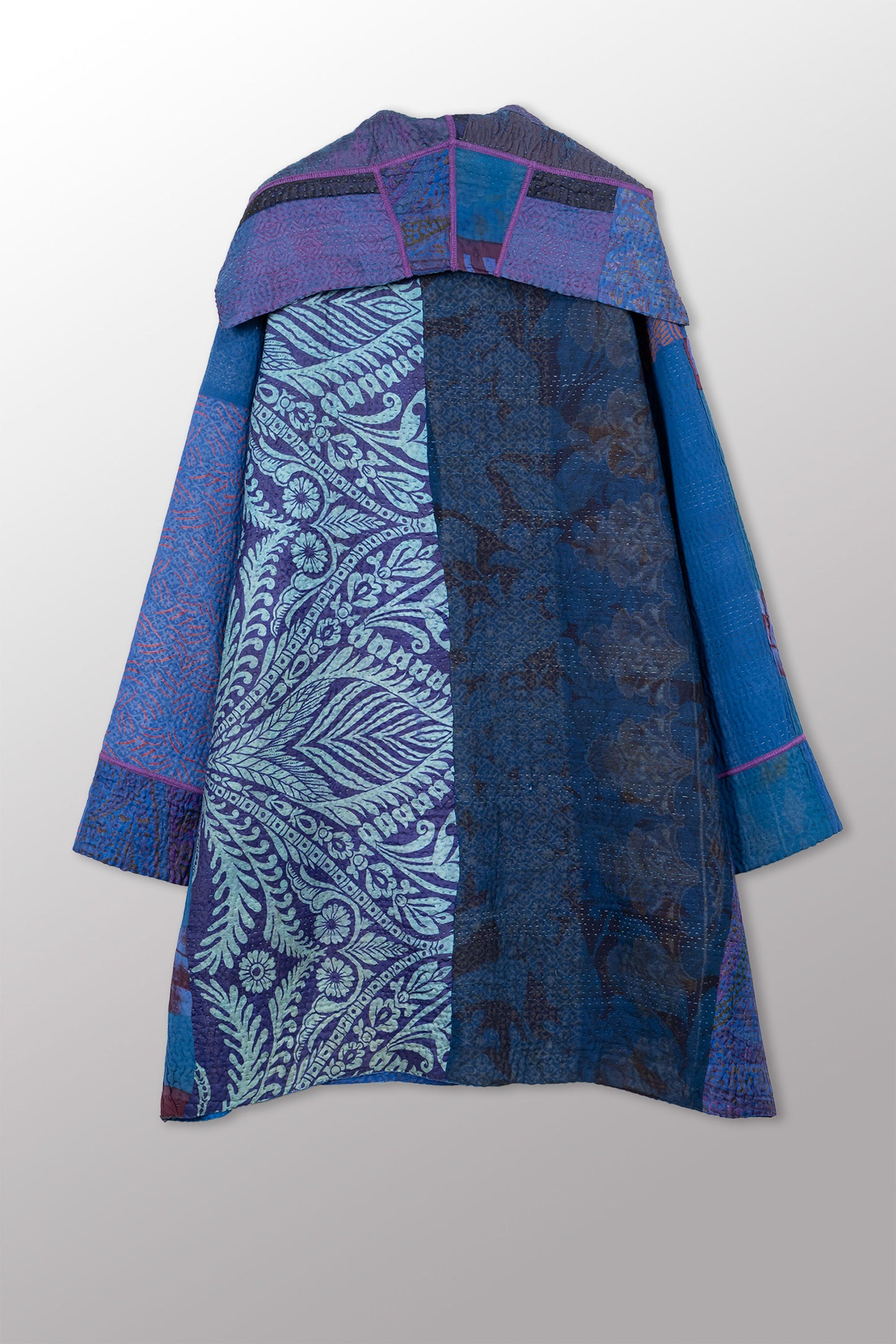 JACQUARD SILK KANTHA POCKET MEDIUM COAT - js4316-cnvy001m -