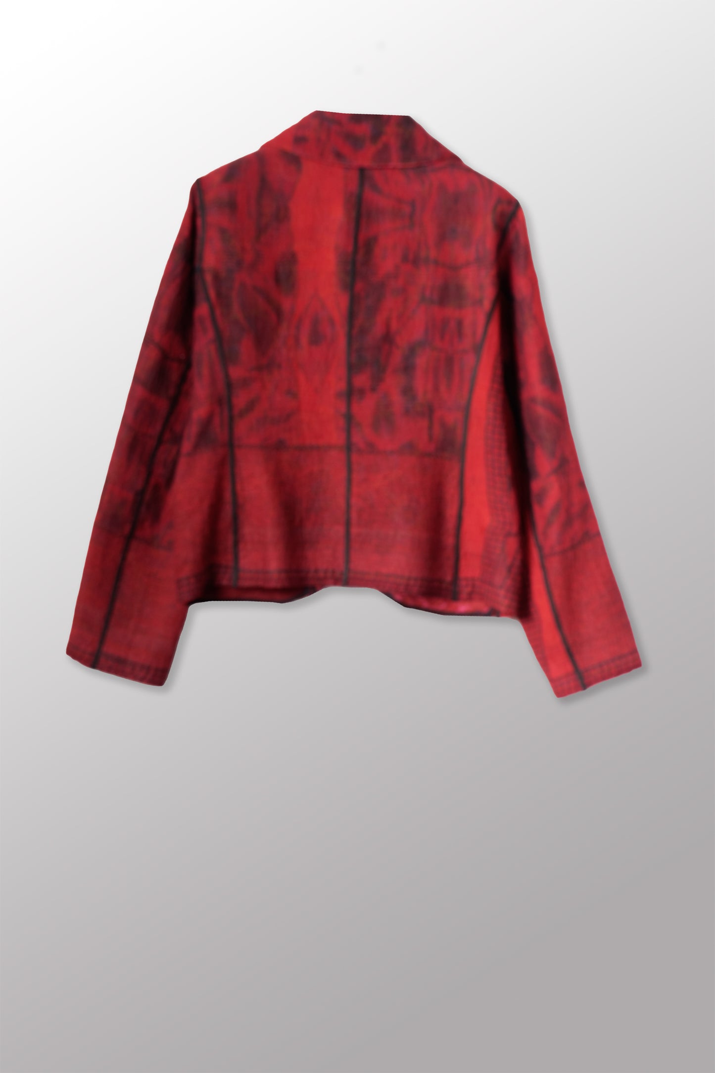 VINTAGE SILK GEORGETTE COTTON KANTHA CROPPED BASIC JACKET - gc4096-0001m -