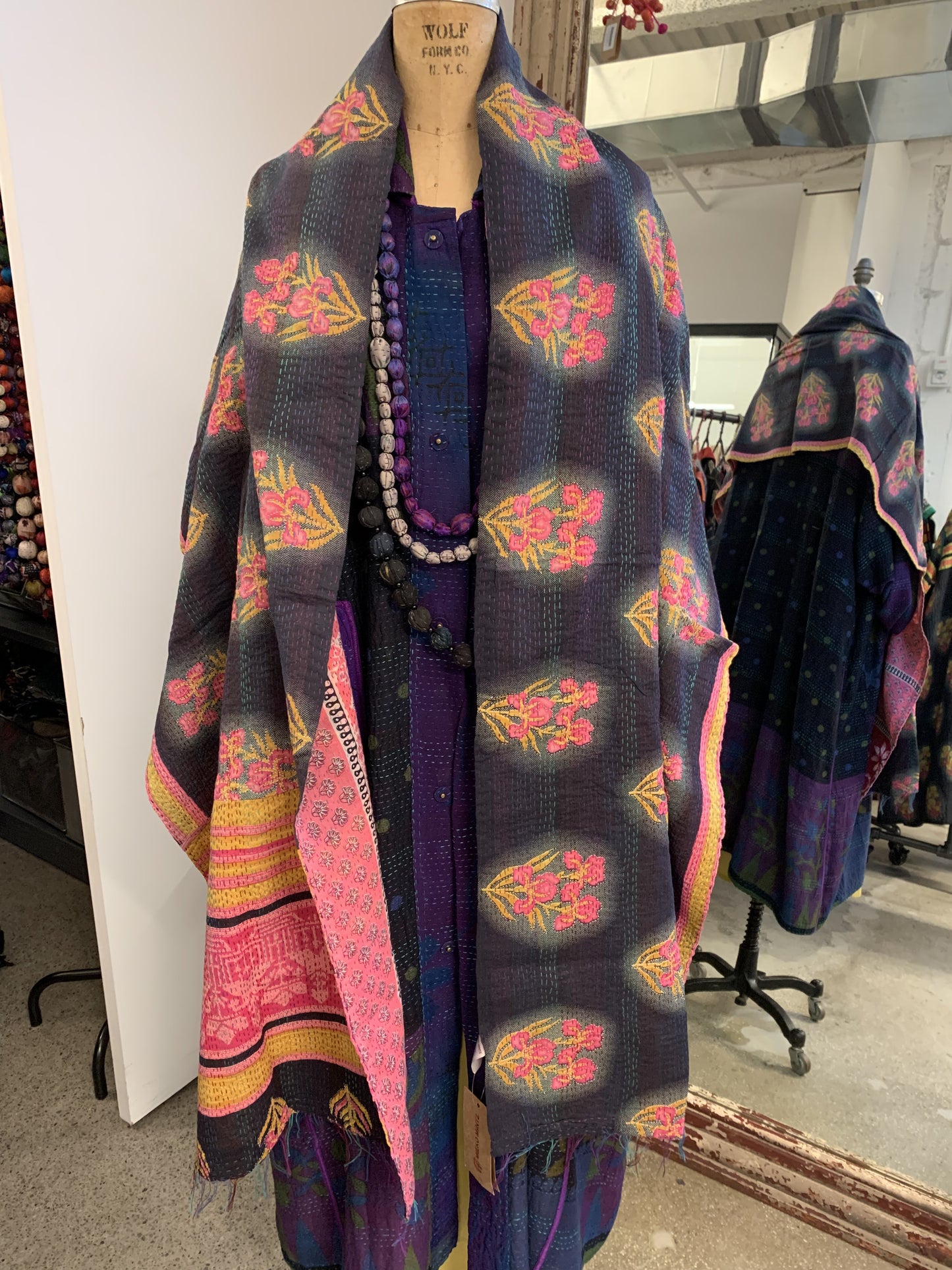 VINTAGE COTTON KANTHA SCARF STANDARD - cv2801-0005a -