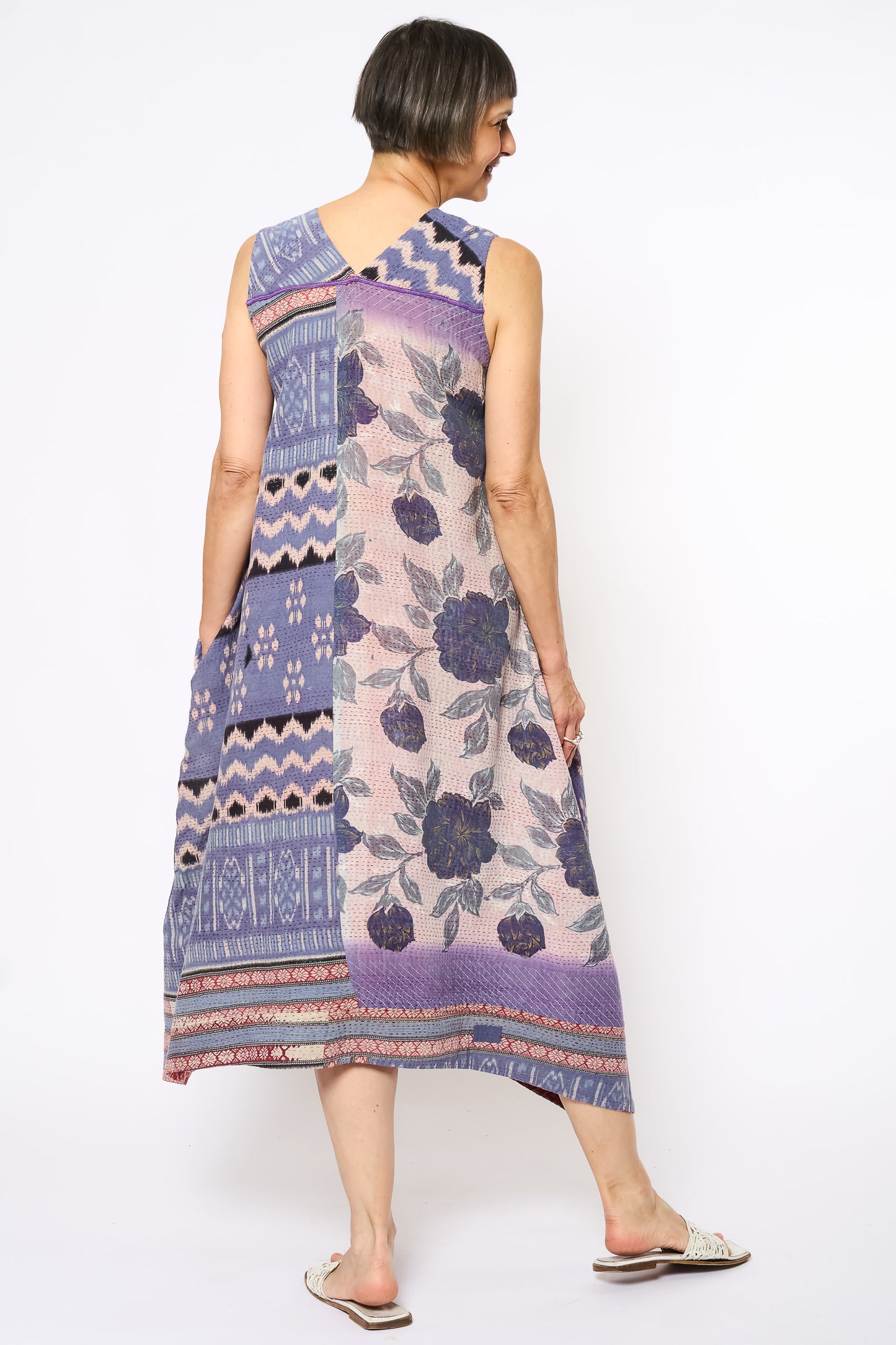 VINTAGE COTTON KANTHA TENT DRESS - cv2413-0035a -
