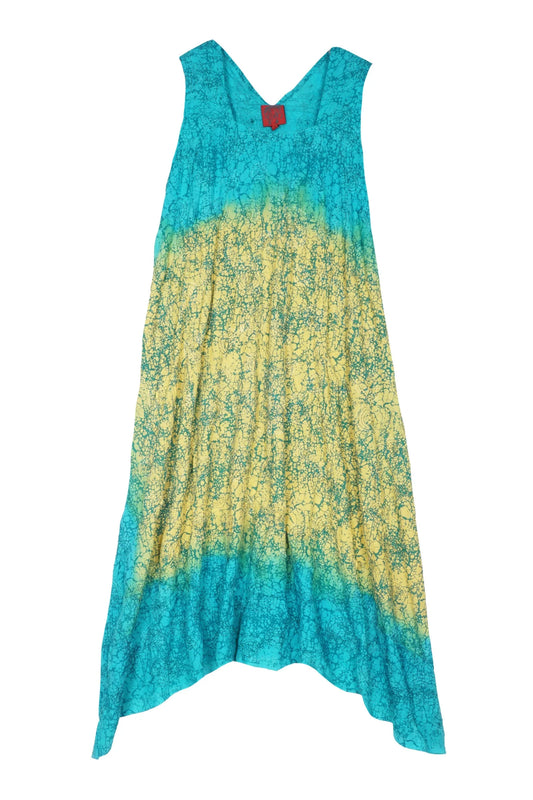 OMBRE MUD DYE SHIBORI KANTHA TENT DRESS - md1413-ylw -